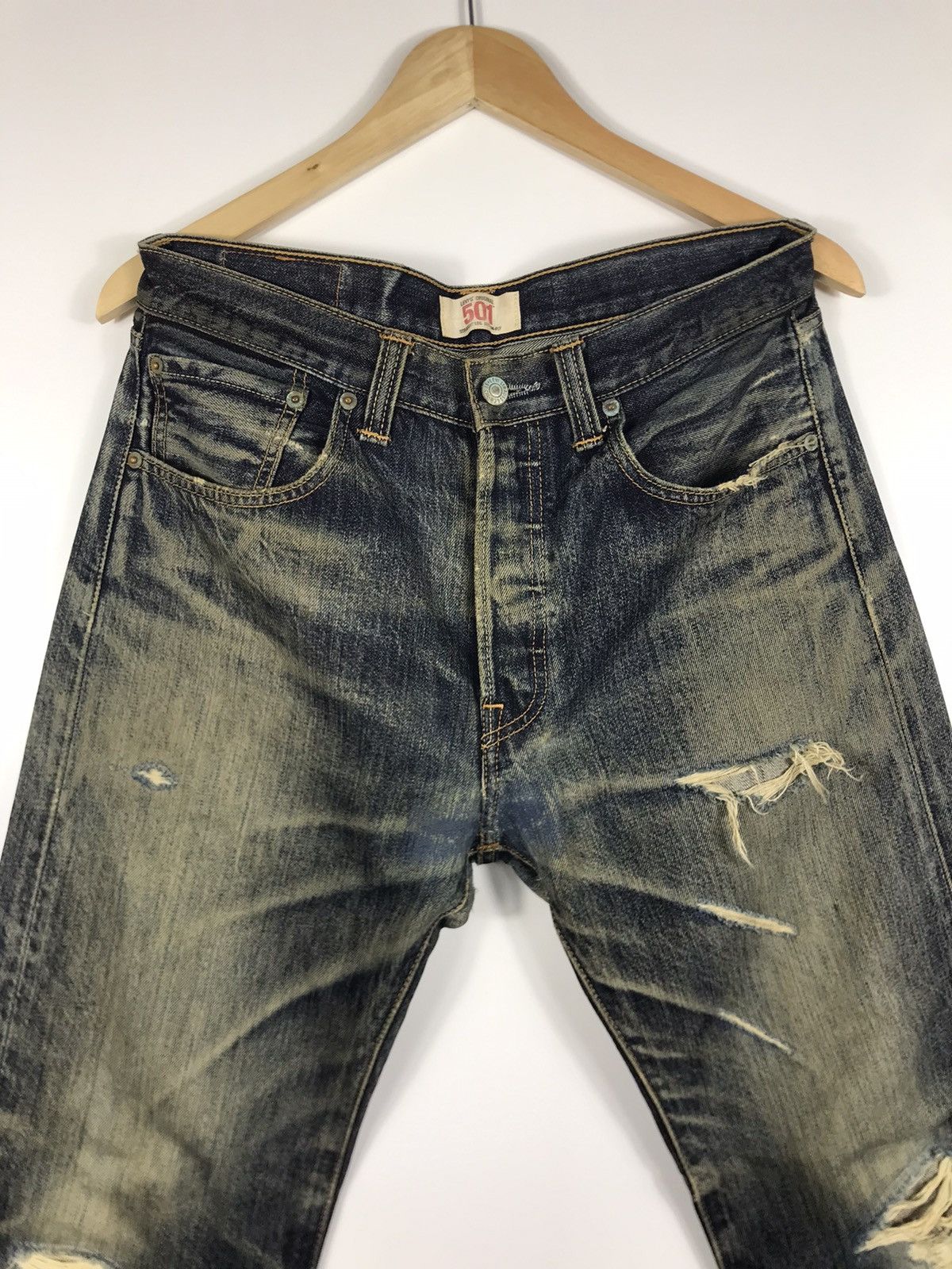 Levi's ⚡️Vintage Y2K Levi’s 501 Distressed Style Denim Size US 32 / EU 48 - 4 Thumbnail