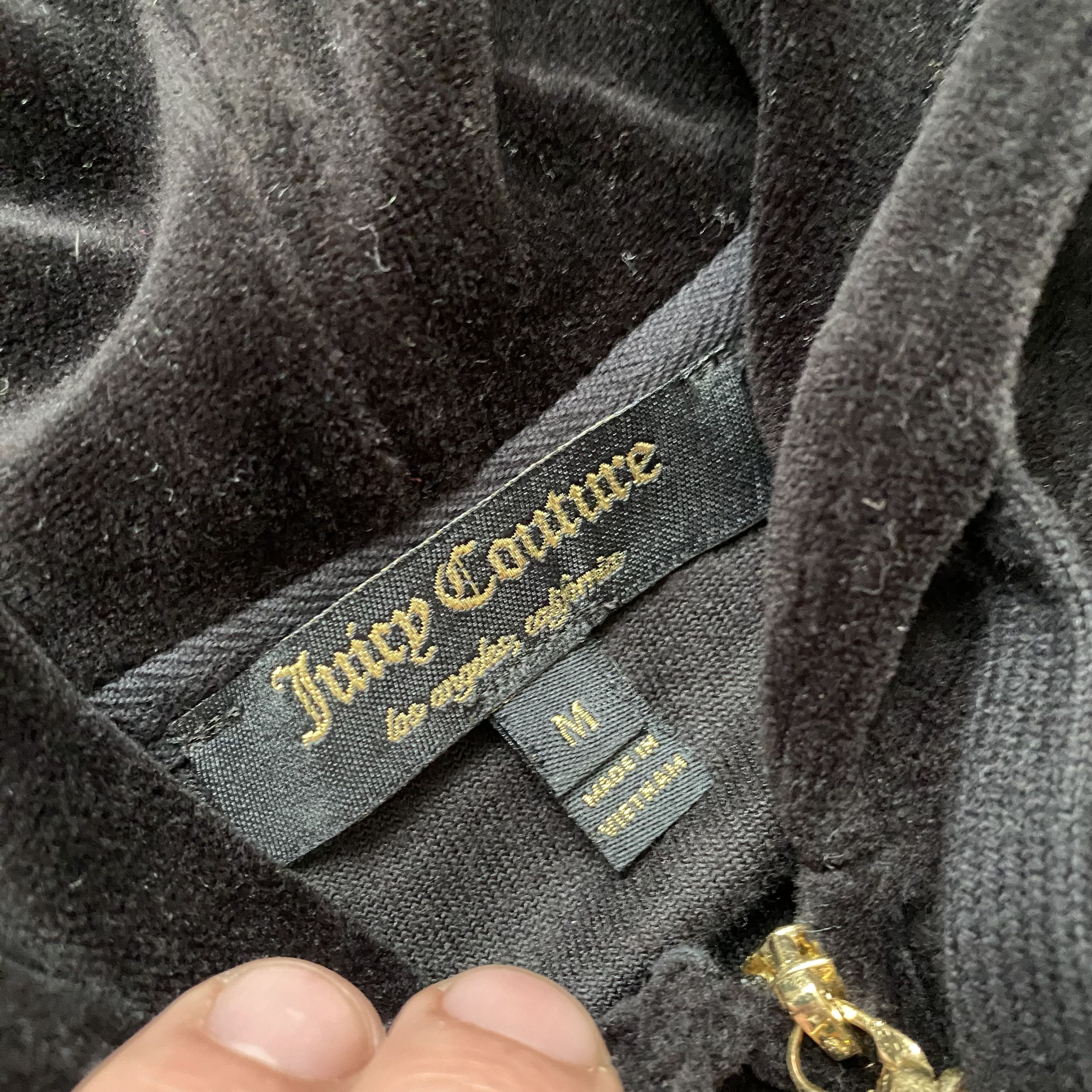 Juicy Couture 🖤 Vintage 00’s Juicy Couture Velour Diamond Zip Hoodie Y2K Size M / US 6-8 / IT 42-44 - 2 Thumbnail