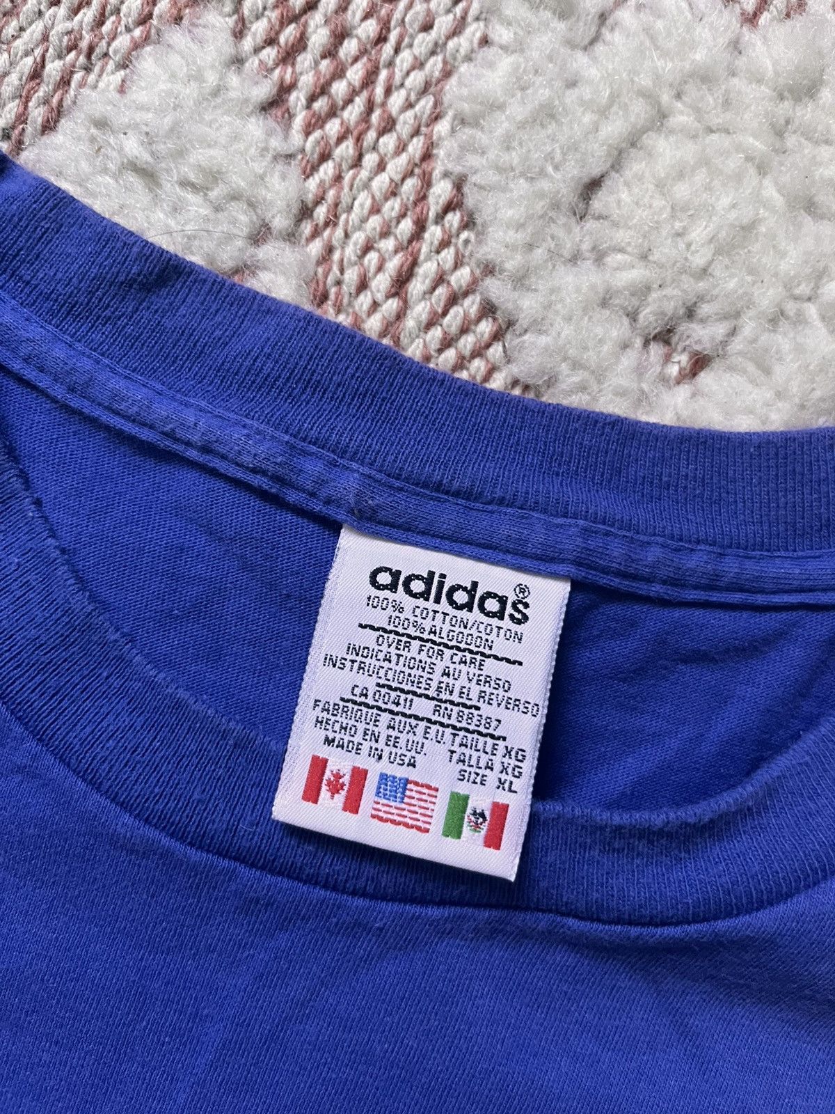 Adidas × Vintage Vintage 90s adidas T-Shirt USA Made - Blue XL - 1995 Size US XL / EU 56 / 4 - 4 Thumbnail