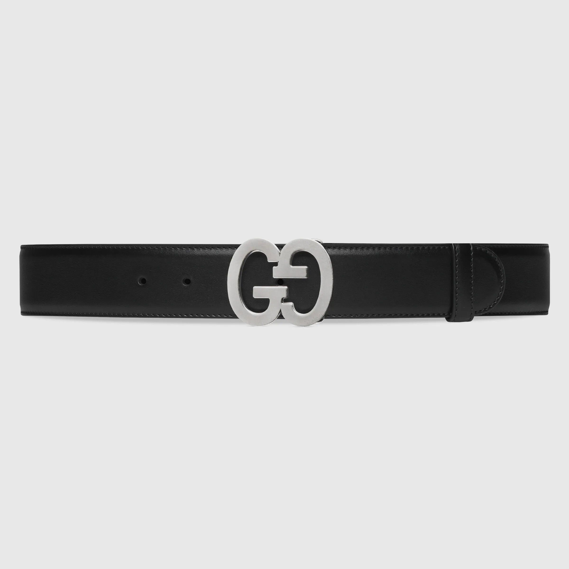 Gucci Men's GG Buckle Wide Belt In Black Leather Size 105 Size ONE SIZE - 1 Thumbnail