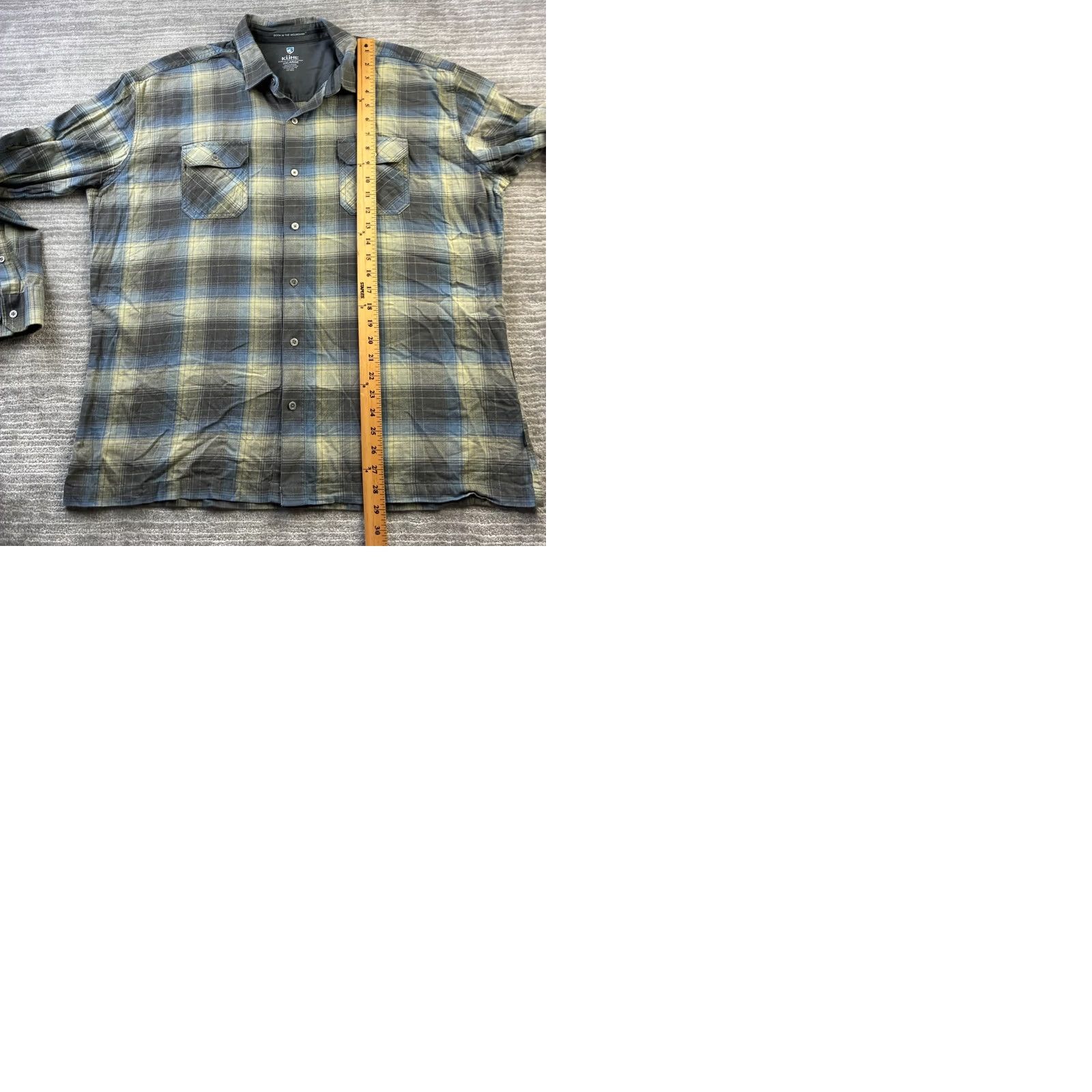 Vintage Kuhl Shirt Mens 2XL Green Plaid Dillingr Flannel Button-Up Long Sleeve Outdoor Casual Travel Workwear with Pockets Size US XXL / EU 58 / 5 - 9 Thumbnail