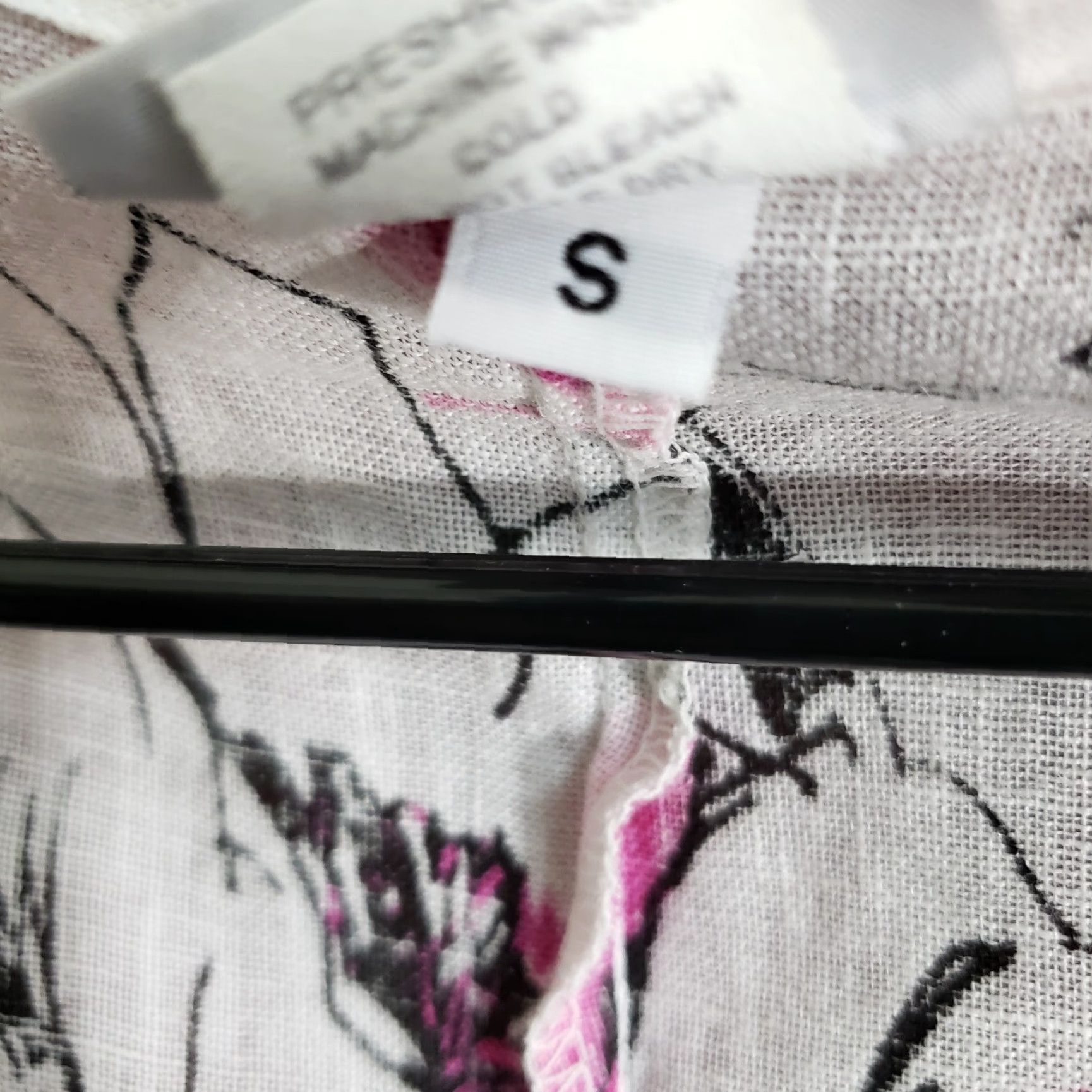 Habitat Habitat Womens Blouse 3/4 Sleeve Floral Linen White S Small Sheer Pink Black Victory 90s Vars? Size S / US 4 / IT 40 - 5 Thumbnail