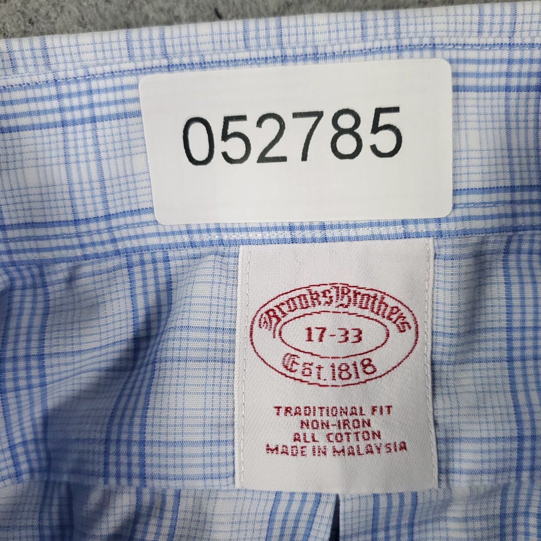 Brooks Brothers VINTAGE Brooks Brothers Shirt Mens Size 17 Blue Plaid Dress Long Sleeve Button Up Non-Iron Regular Cuffed Mens Clothing Size 46R - 6 Thumbnail