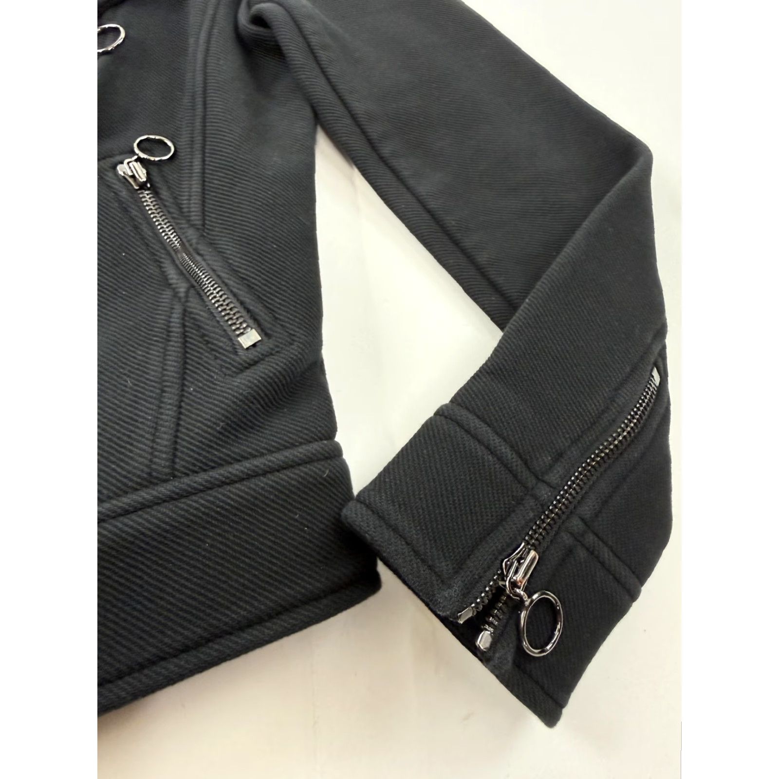 Ann Taylor Ann Taylor Jacket Womens Petite 0P Black Cotton Blend Moto Biker Zip Jacket Size XS / US 0-2 / IT 36-38 - 4 Thumbnail