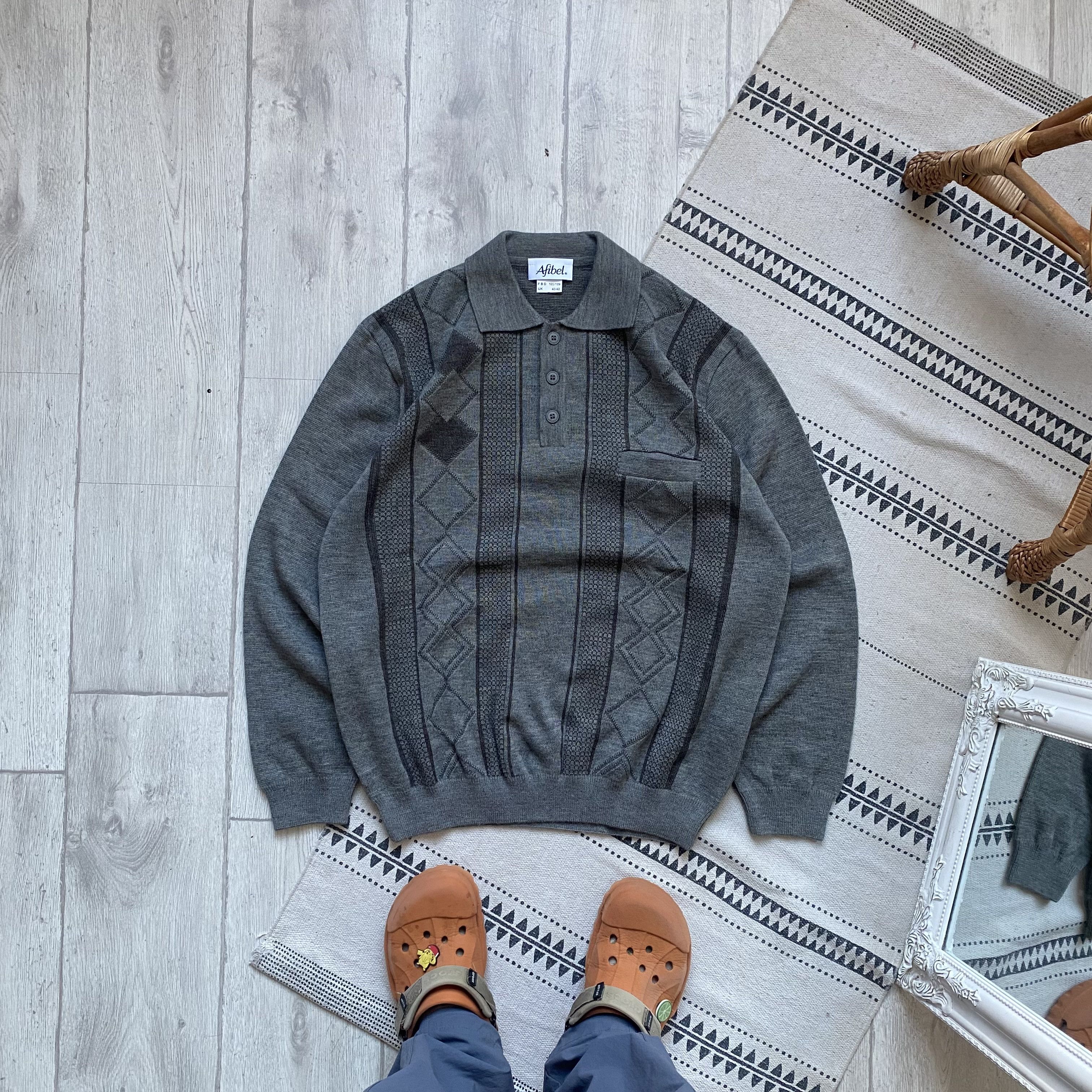 Diesel Vintage 90s Cozy Knit Wool Sweater Polo dad jumper Size US L / EU 52-54 / 3 - 1 Thumbnail