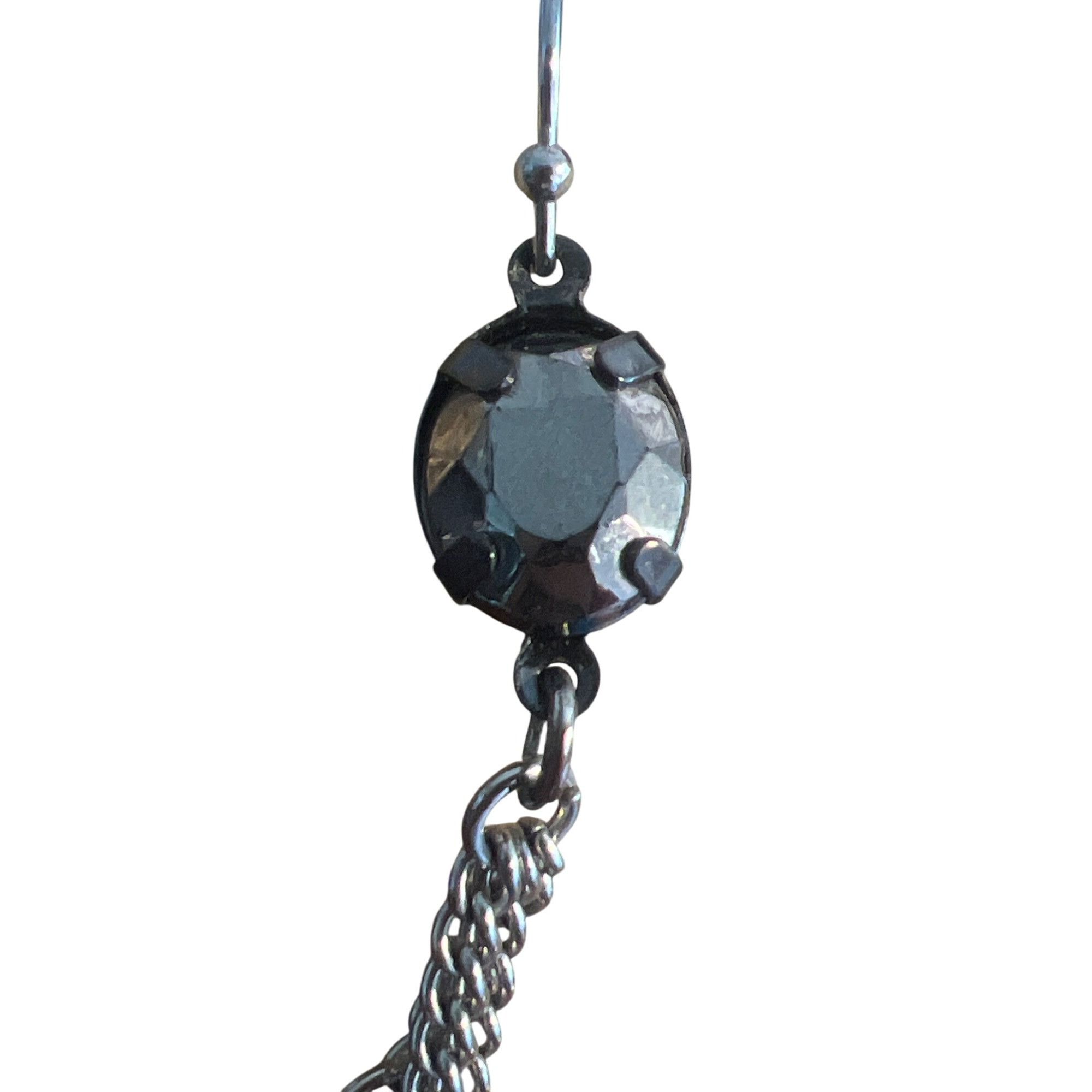 Other Silver Tone Dangle Earrings Multi Chain Open Circles Rhinest Size ONE SIZE - 2 Thumbnail