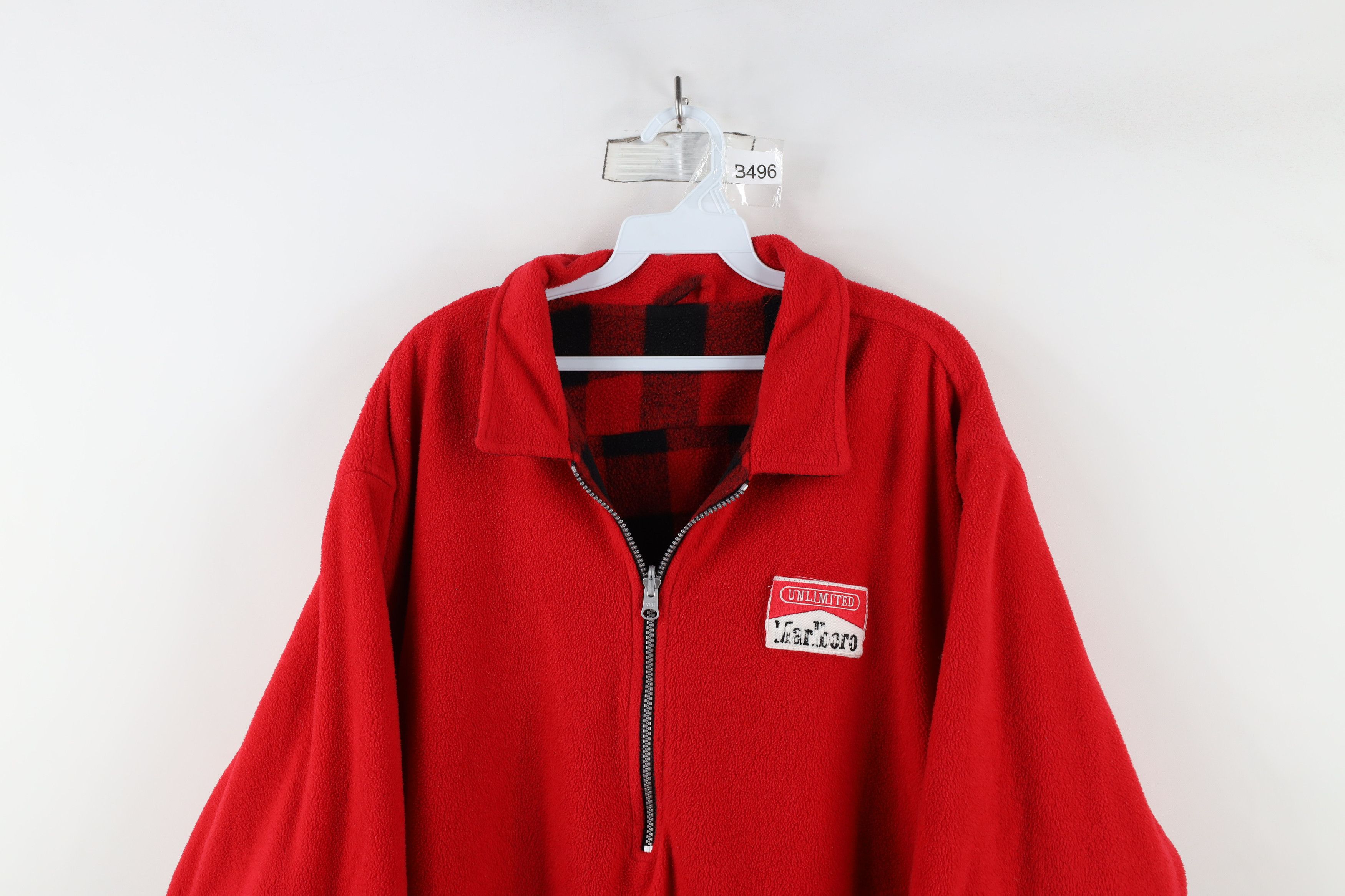 Marlboro × Vintage Vintage 90s Marlboro Spell Out Reversible Fleece Sweater Red Size US XL / EU 56 / 4 - 2 Thumbnail