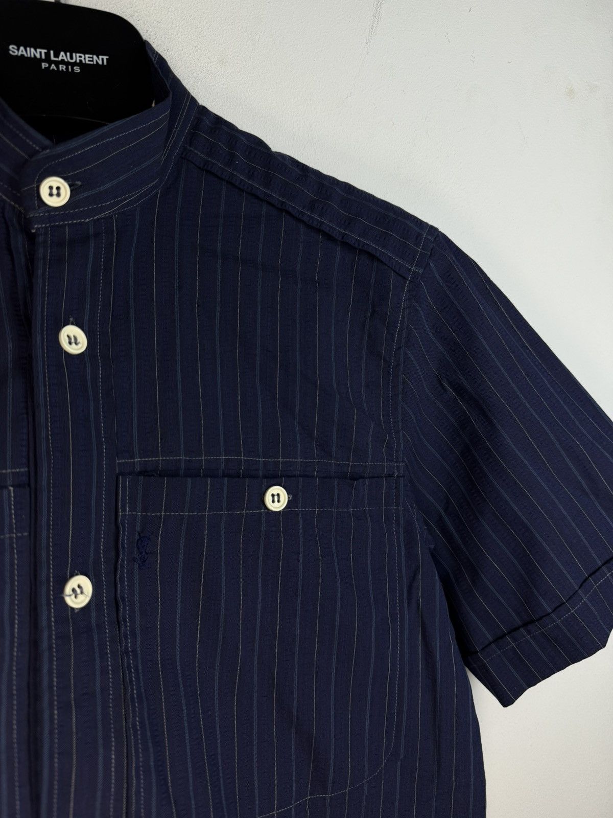 Yves Saint Laurent 90s YSL Shirt Button Up Short Sleeve Collar Logo Vintage y2k Size US S / EU 44-46 / 1 - 6 Thumbnail