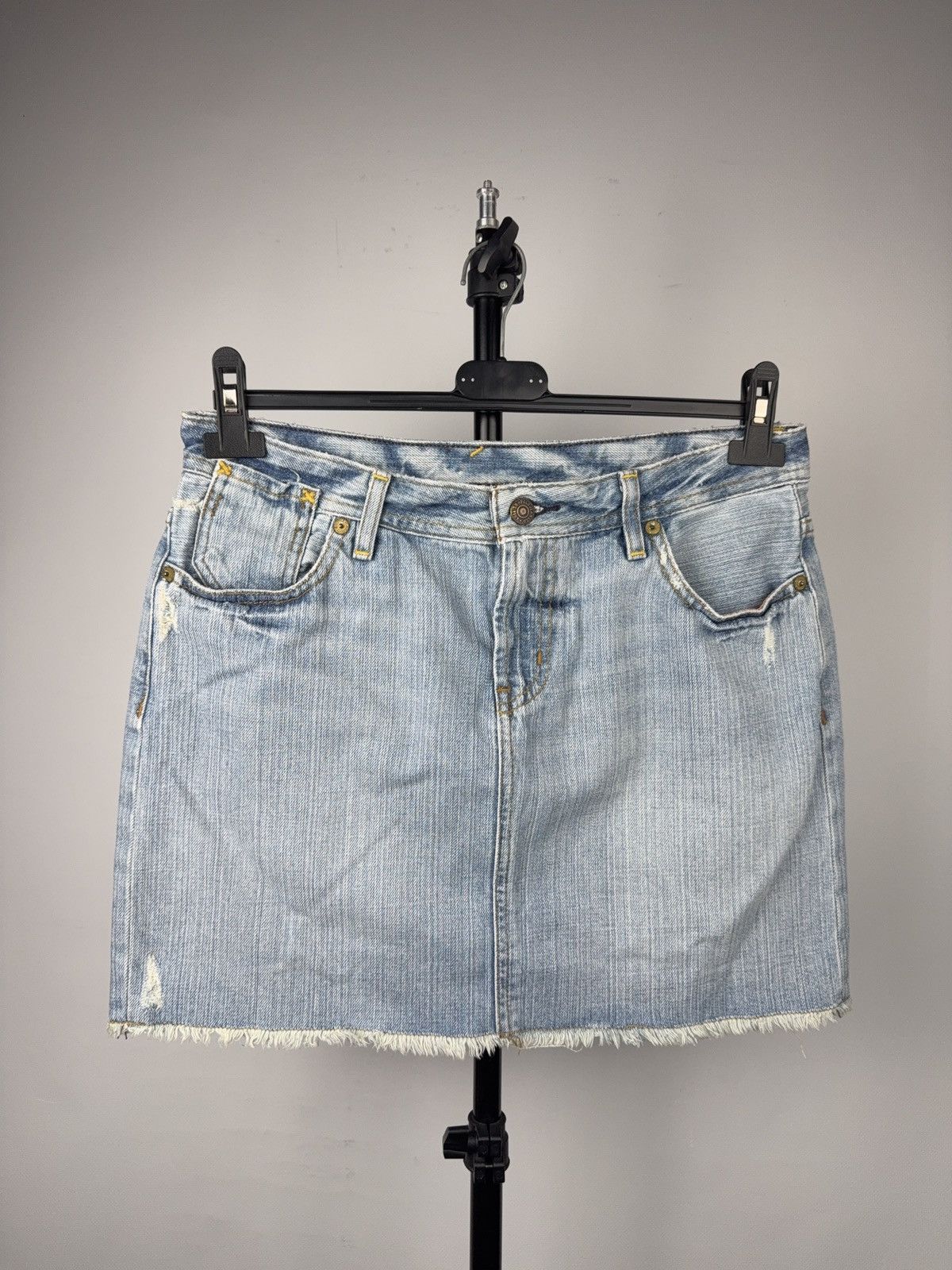 Polo Ralph Lauren 00s RL Polo Ralph Lauren USA Y2K Denim Mini Skirt Raw Hem Size 30" / US 8 / IT 44 - 1 Thumbnail