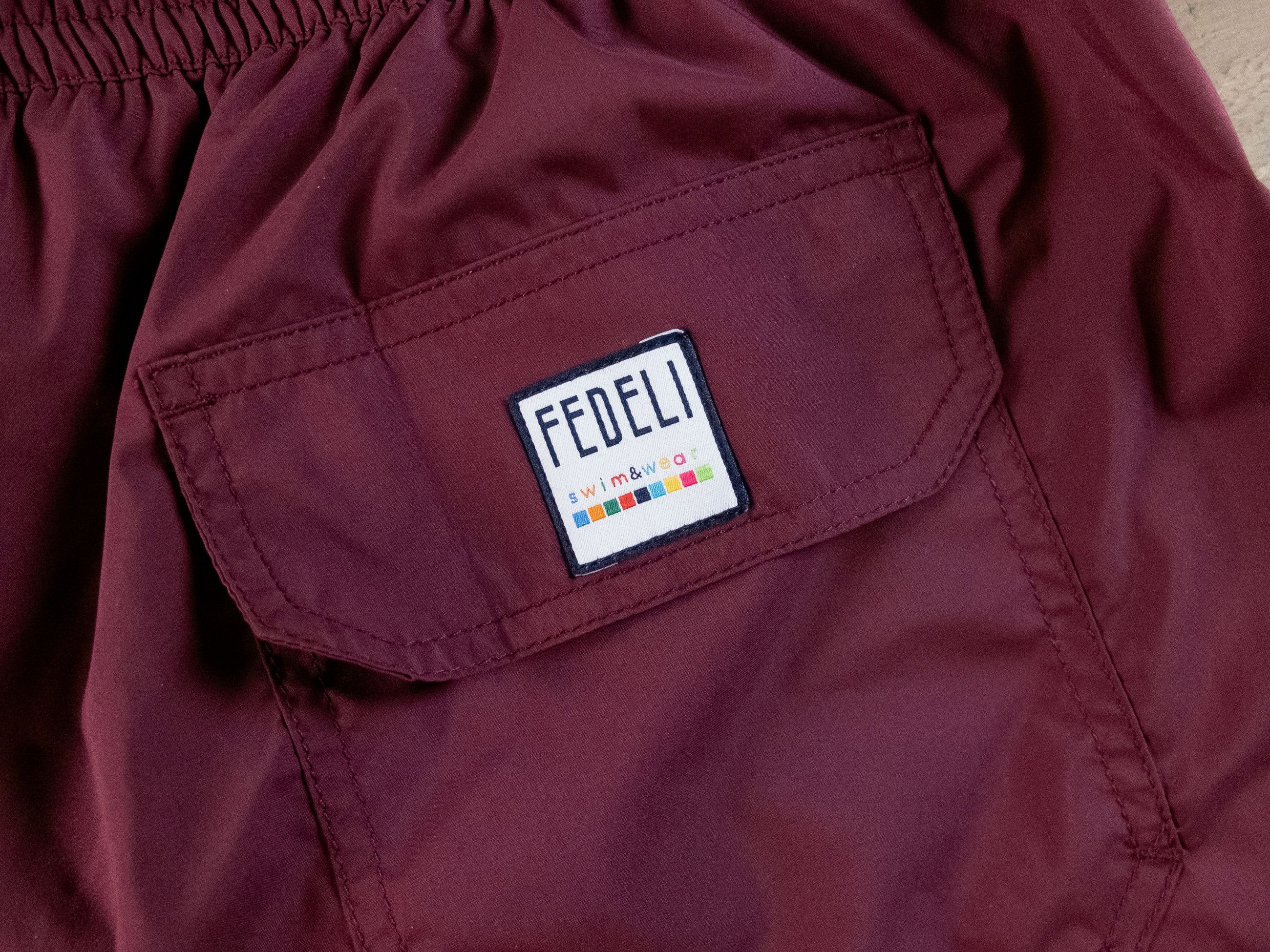 FEDELI solid burgundy swim shorts XXL authentic Italy