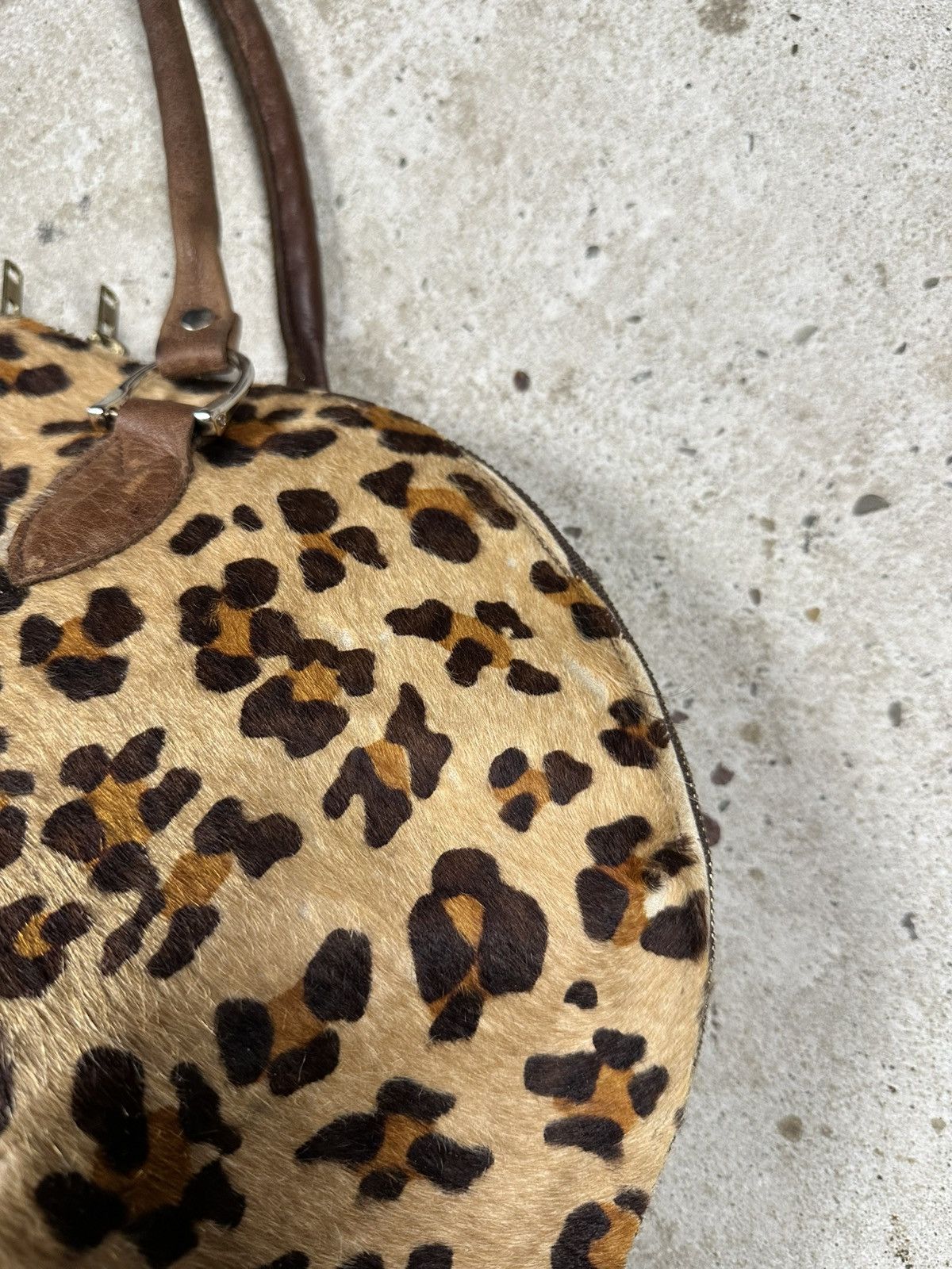Japanese Brand Vintage 90s Leopard Print Fur & Leather Hand Bag Size ONE SIZE - 12 Thumbnail