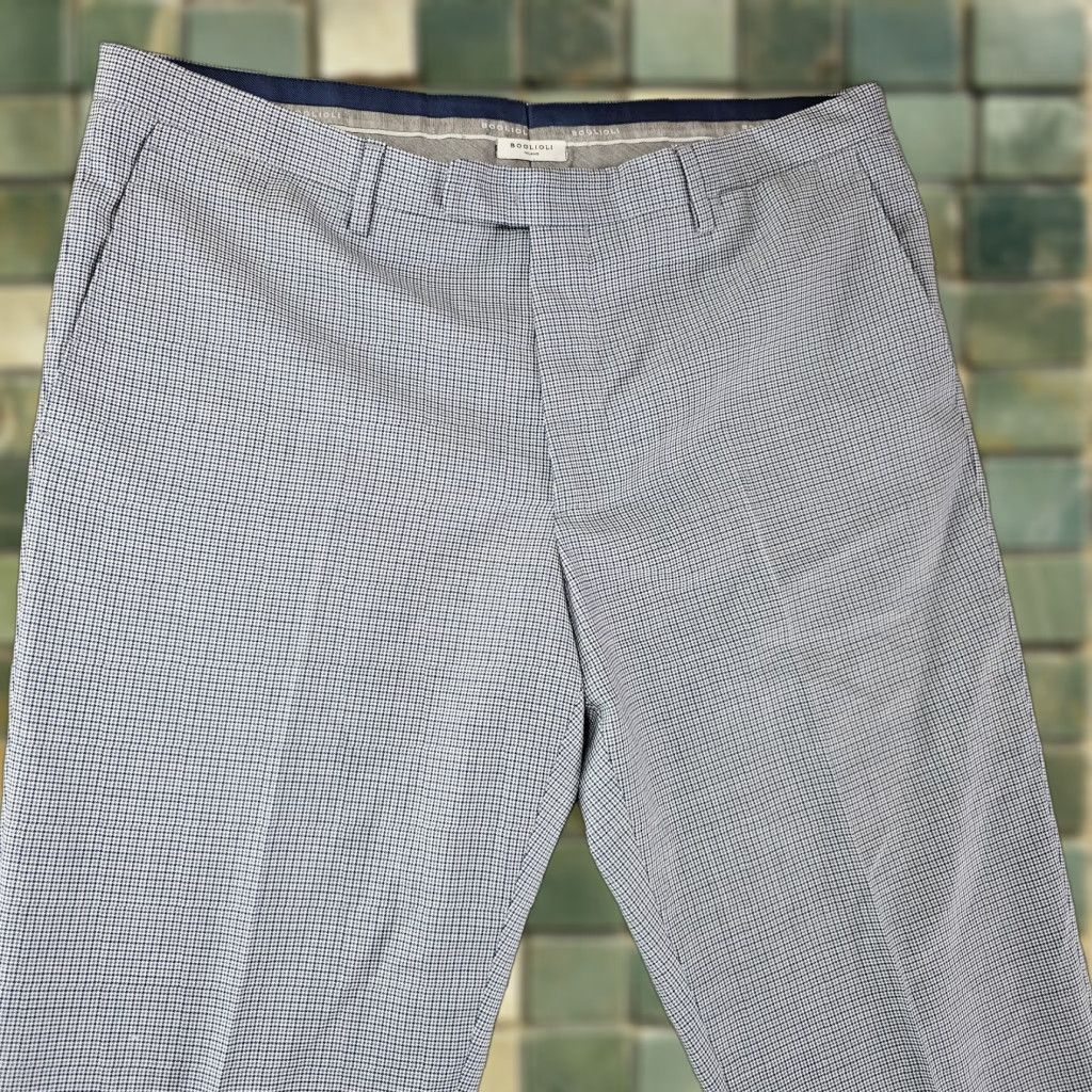 Boglioli Milano Dress Pants Mens 36x30 Houndstooth Virgin Wool Trousers Slacks