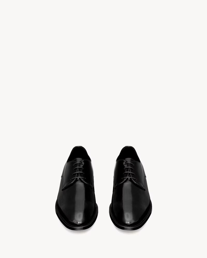 Saint Laurent Paris o1b1hav110325 Adrien Derbies Metallic Leather Shoes Size US 12 / EU 45 - 3 Thumbnail