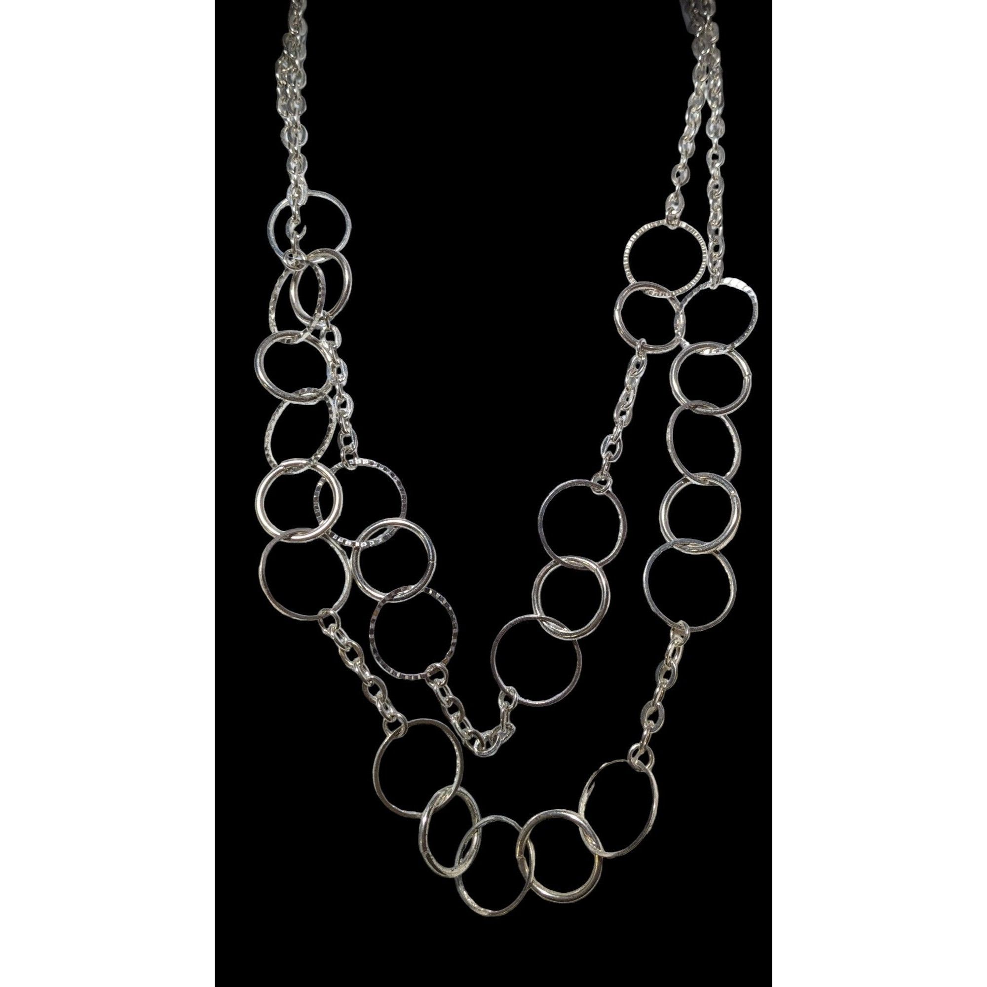 Other Multilayer Silver Ring Chain Link Necklace Size ONE SIZE - 2 Thumbnail