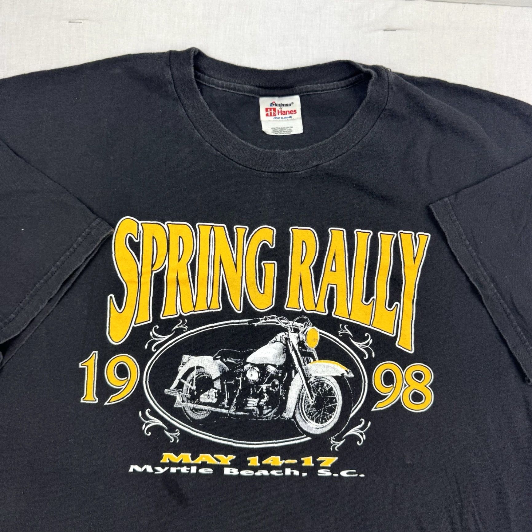 Hanes VINTAGE Hanes Motorcycle T-Shirt Adult XL Black 90s Biker Spring Myrtle Beach Size US XL / EU 56 / 4 - 5 Thumbnail