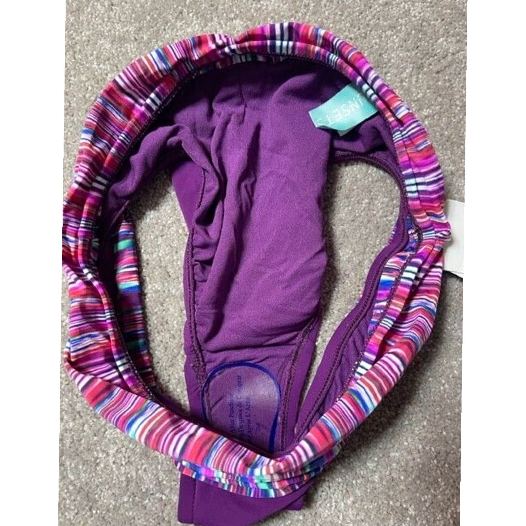 Vintage Sunsets Bikini Bottom M Boho Chic Festival Retro 90s Y2K Fold-Over Waist Purple Women Bottom Mens? Size 32" / US 10 / IT 46 - 3 Thumbnail
