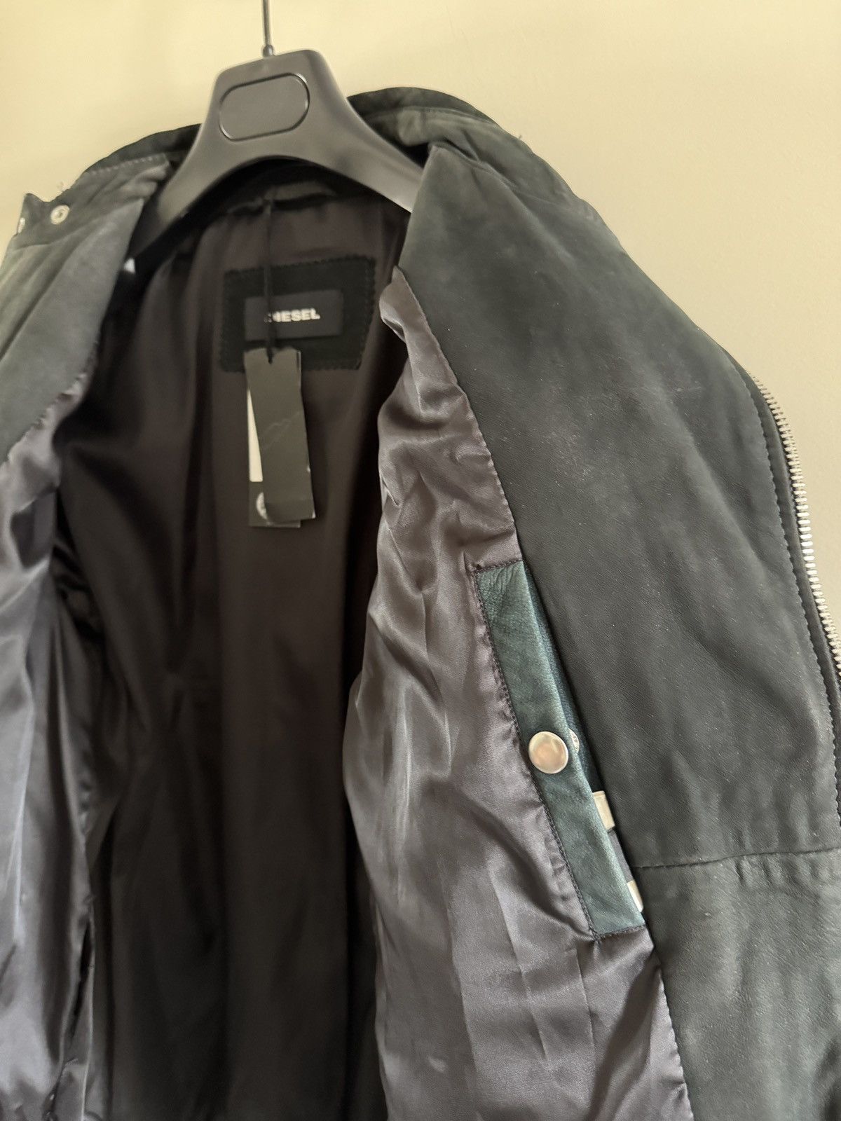 Diesel L-Mackson Black / Grey Leather Biker Jacket medium Size US M / EU 48-50 / 2 - 13 Thumbnail