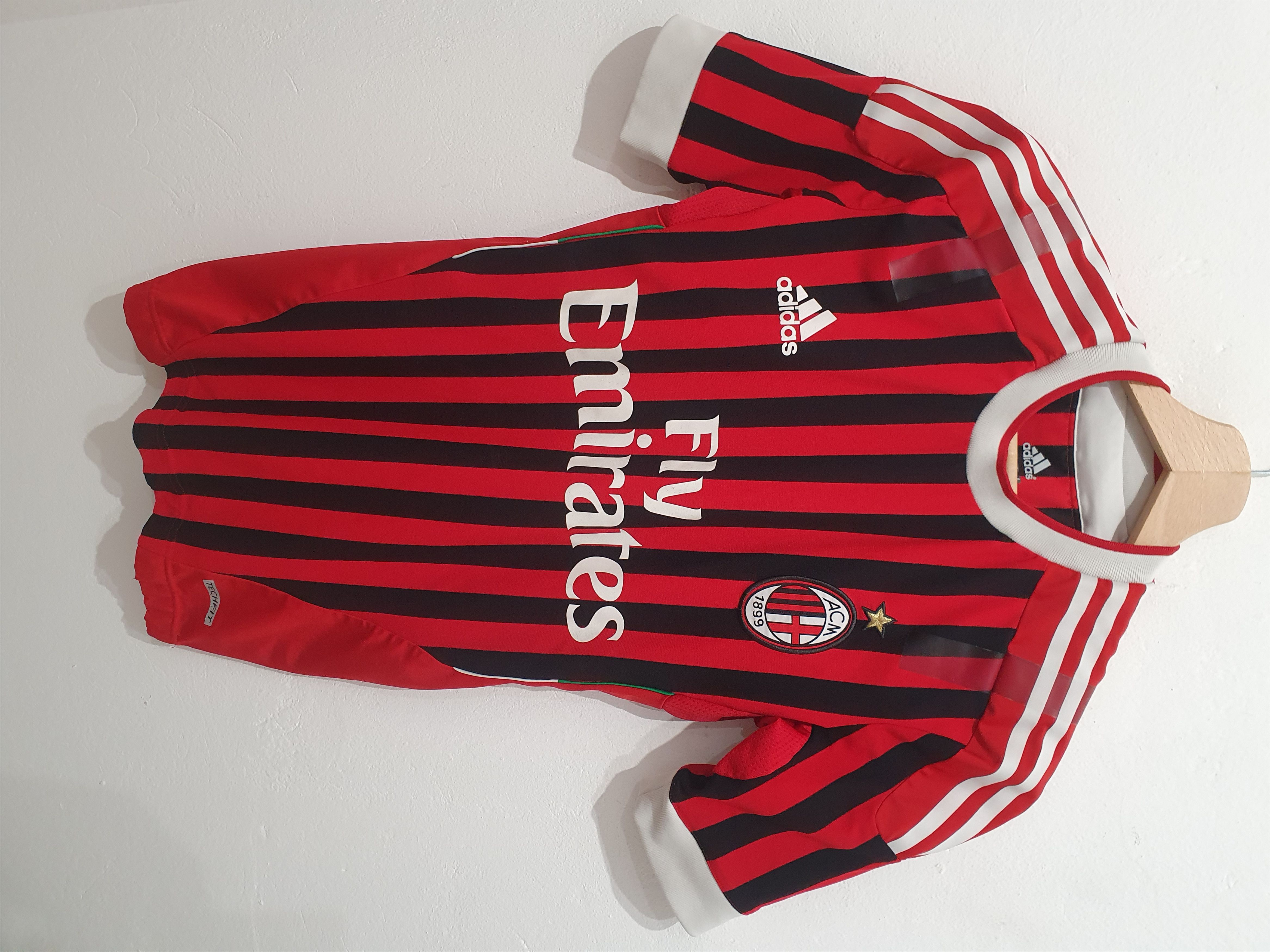 image of Adidas Ac Milan 2012 Size S Football Shirt Soccer Jersey in Black/Red, Men's