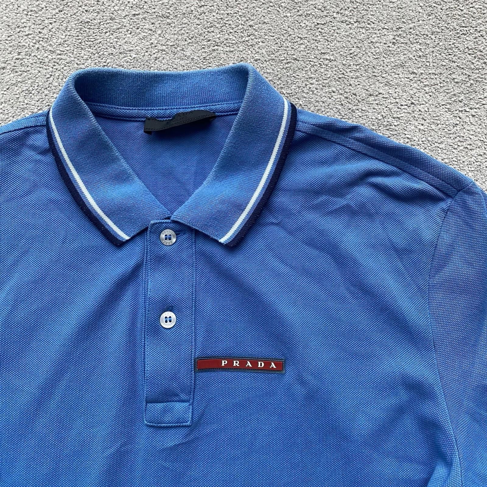 Prada Prada Red Tab Polo Shirt Size Medium Blue Size US M / EU 48-50 / 2 - 2 Thumbnail