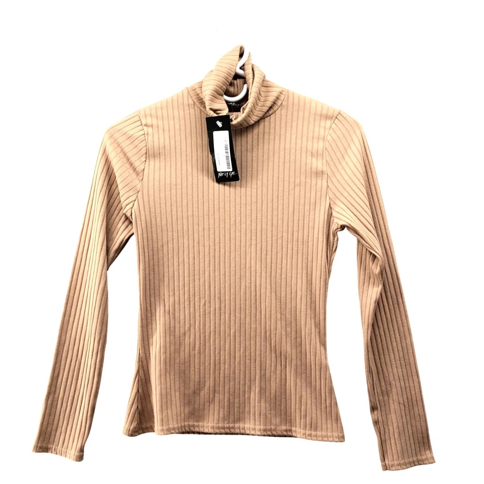 Nasty Gal Nastygal Ribbed Turtleneck Long Sleeve T Shirt Tan Sweater Womens 6 (S) NWT Pullover Shirt Casual Fall Winter Slim Knit Polyester Blend Tan VINTAGE No Size S / US 4 / IT 40 - 2 Thumbnail