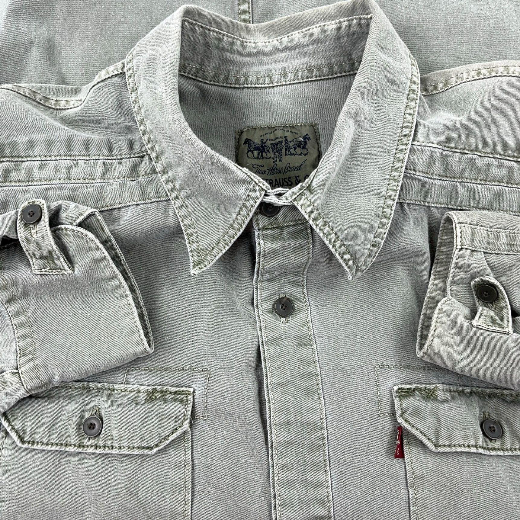 Levi's VINTAGE Levi’s Denim Western Shirt Mens XXL Green Button-Up Cowboy Y2K Size US XXL / EU 58 / 5 - 2 Thumbnail