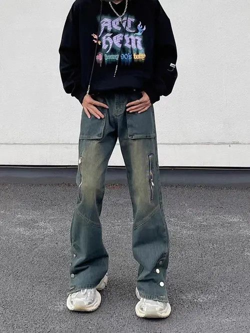 Jean Retro high street washed distressed buttoned jeans Size US 34 / EU 50 - 7 Thumbnail