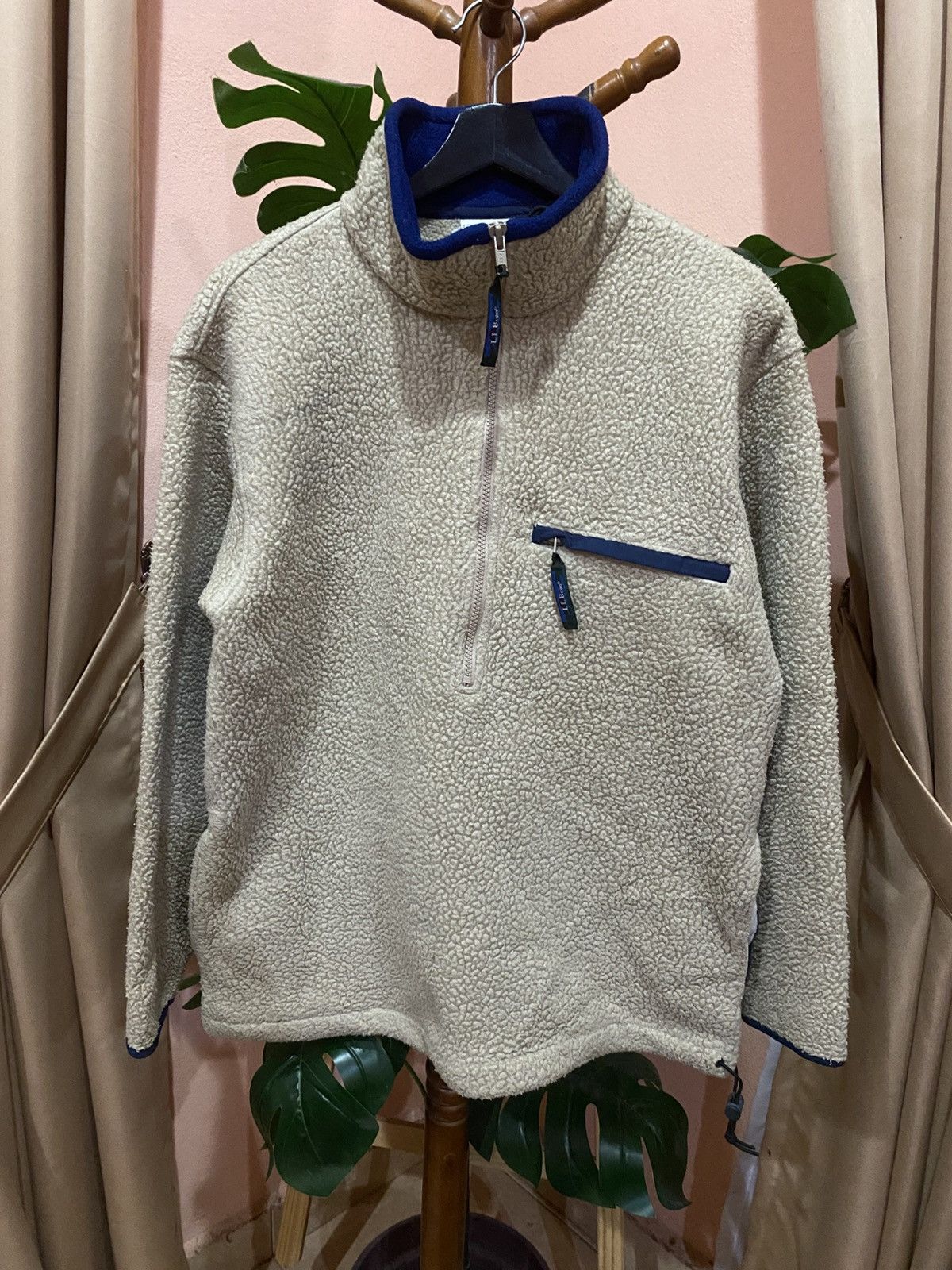 L.L. Bean L.L. Bean Vintage Sherpa Fleece Pullover - Off-White & Blue Size US M / EU 48-50 / 2 - 1 Thumbnail