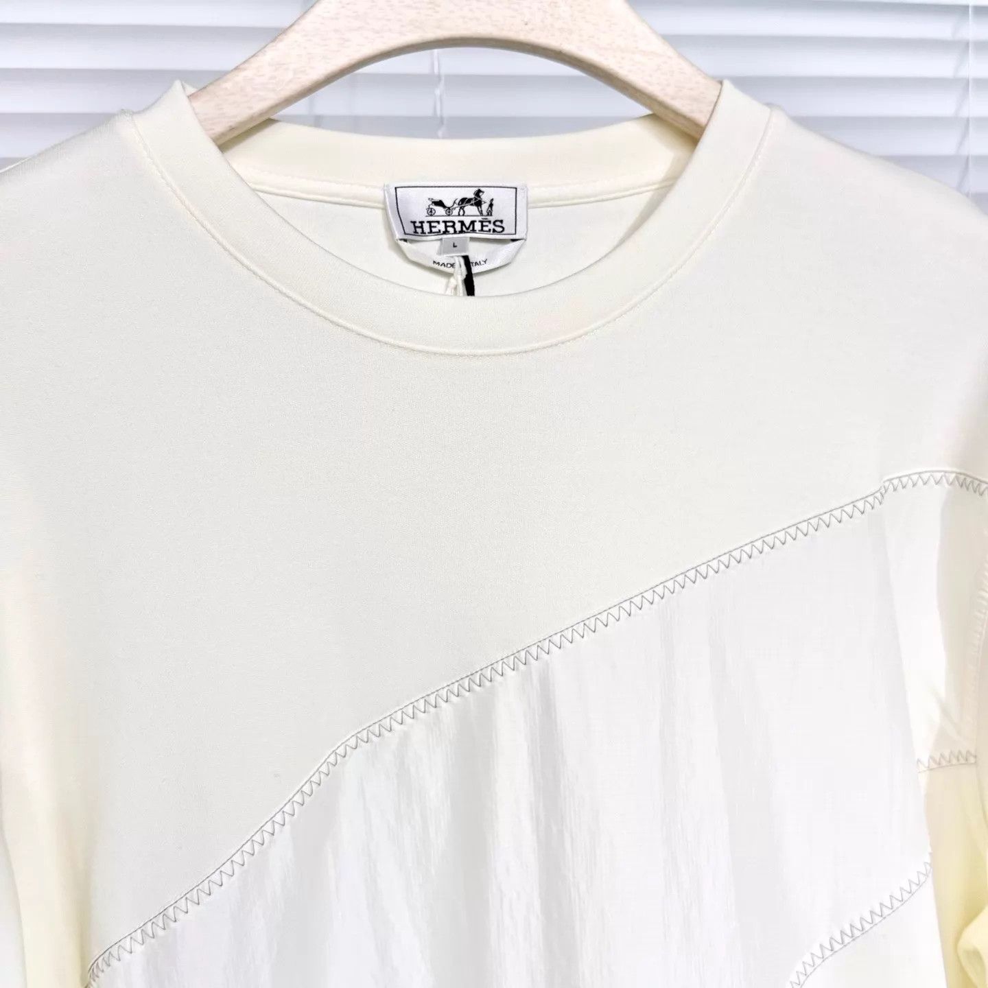 Hermes Hermès Cream White Nylon Panel Sweatshirt L Size US L / EU 52-54 / 3 - 3 Thumbnail