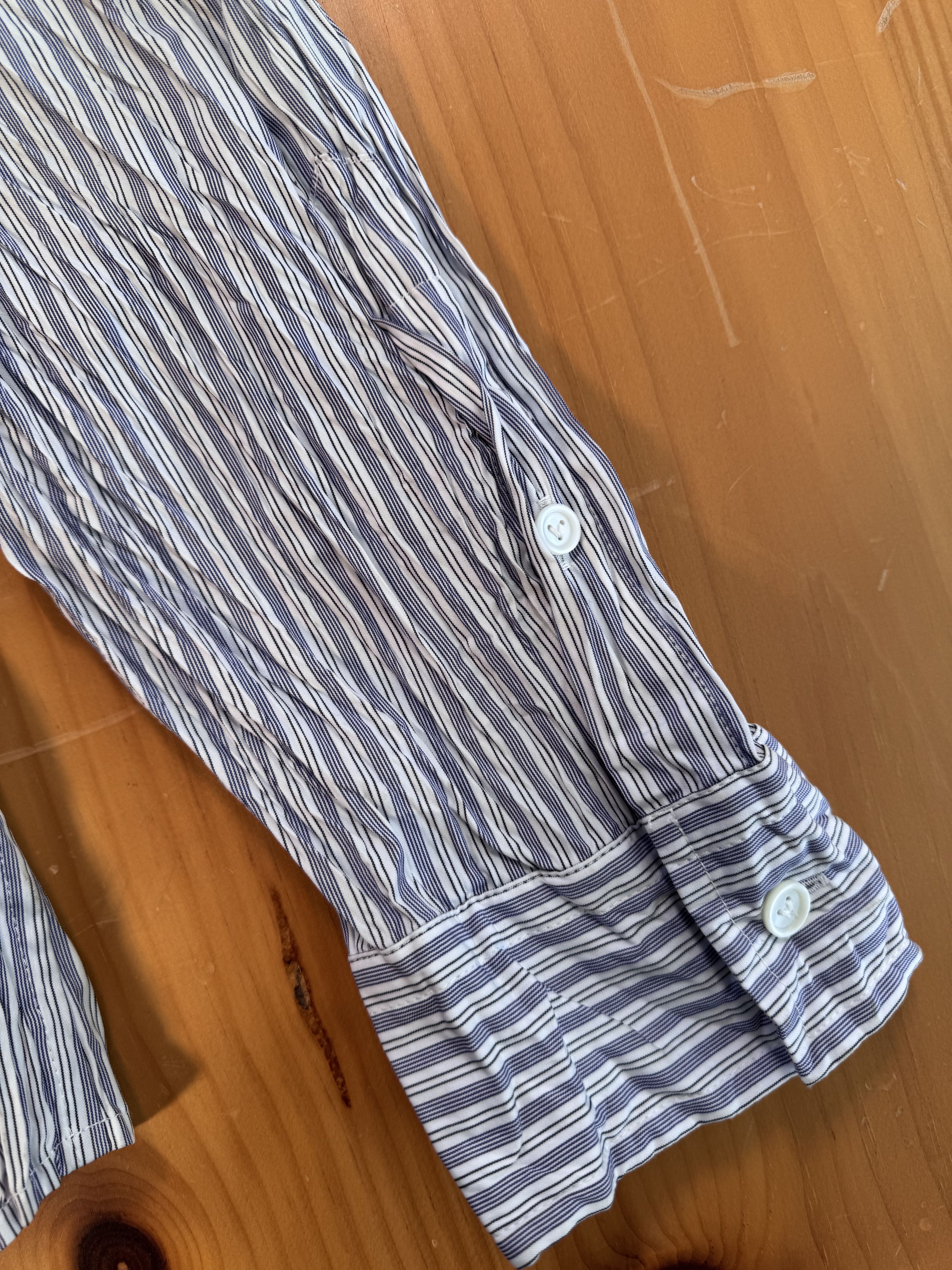 Bottega Veneta Bottega Veneta Crinkle Dress Shirt Pinstripe Size US L / EU 52-54 / 3 - 10 Thumbnail