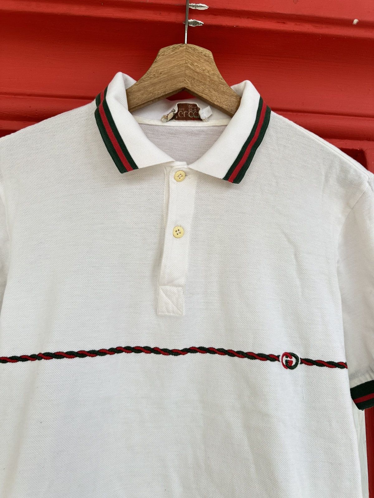 Gucci Vintage 80s Gucci Embroidered Polo Tee Size US M / EU 48-50 / 2 - 2 Thumbnail