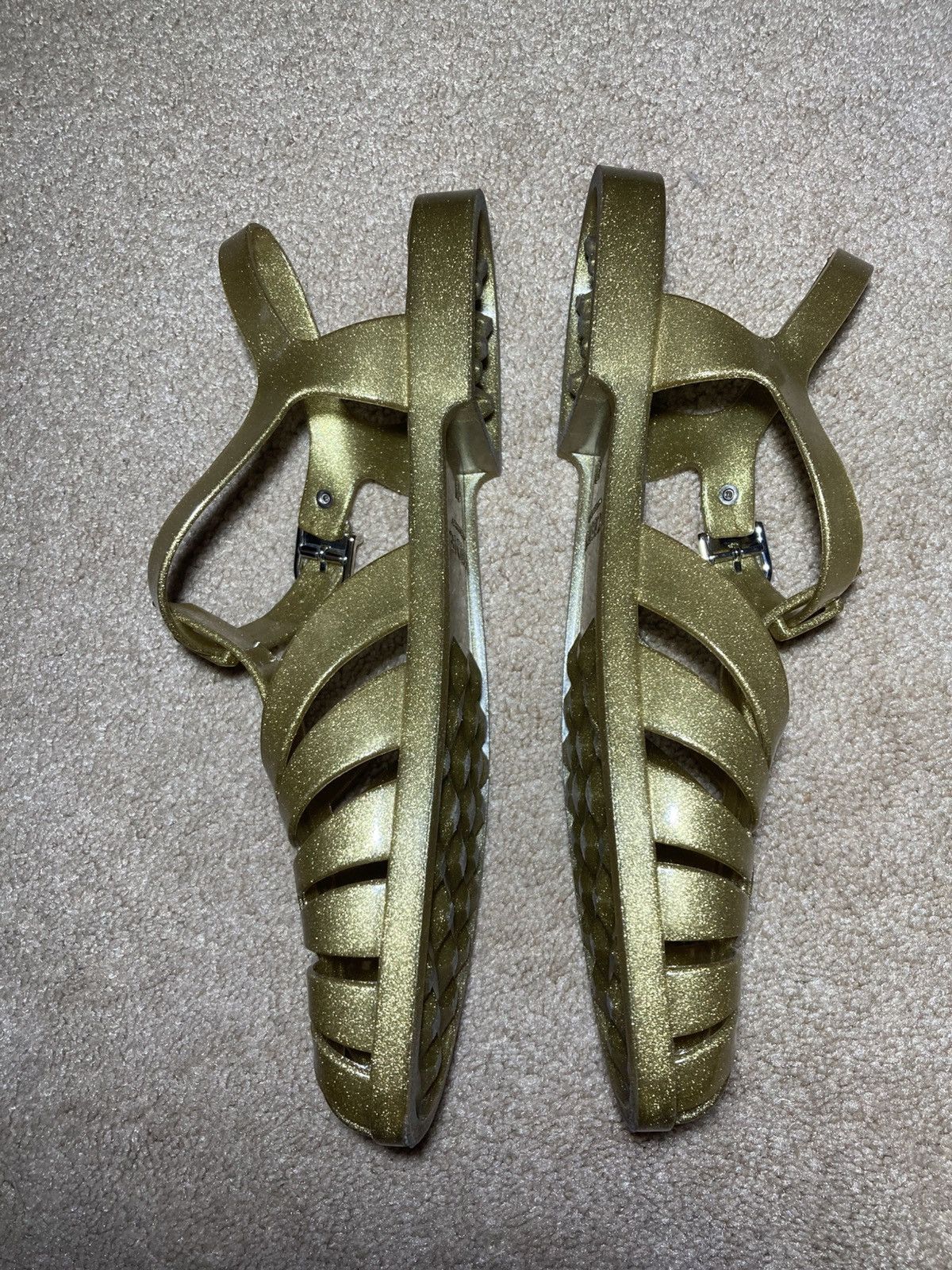 Celine × Hedi Slimane SS20 Celine Hedi Slimane Jelly Sandals 41 Gold Speckle Size US 8 / EU 41 - 3 Thumbnail