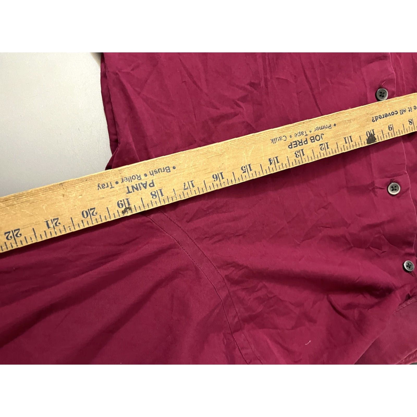 Express Express 1MX Fitted Solid Button Shirt Maroon Dress Shirt Adult Medium Mens Size 40R - 5 Thumbnail