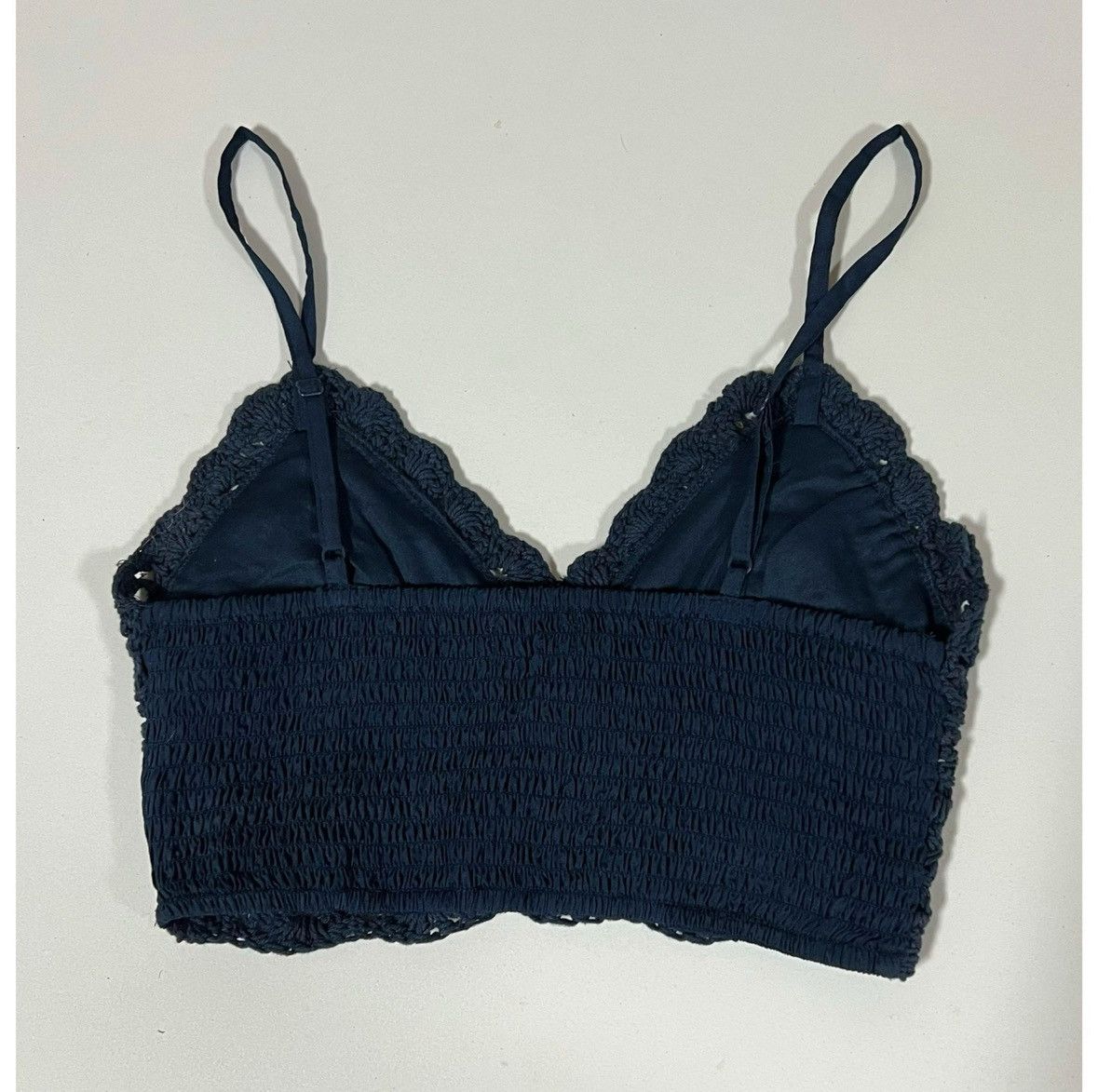 Vintage BOG Collective Navy Blue Crochet Boho Crop Top Shirt XS 💙✨ Size XS / US 0-2 / IT 36-38 - 3 Thumbnail