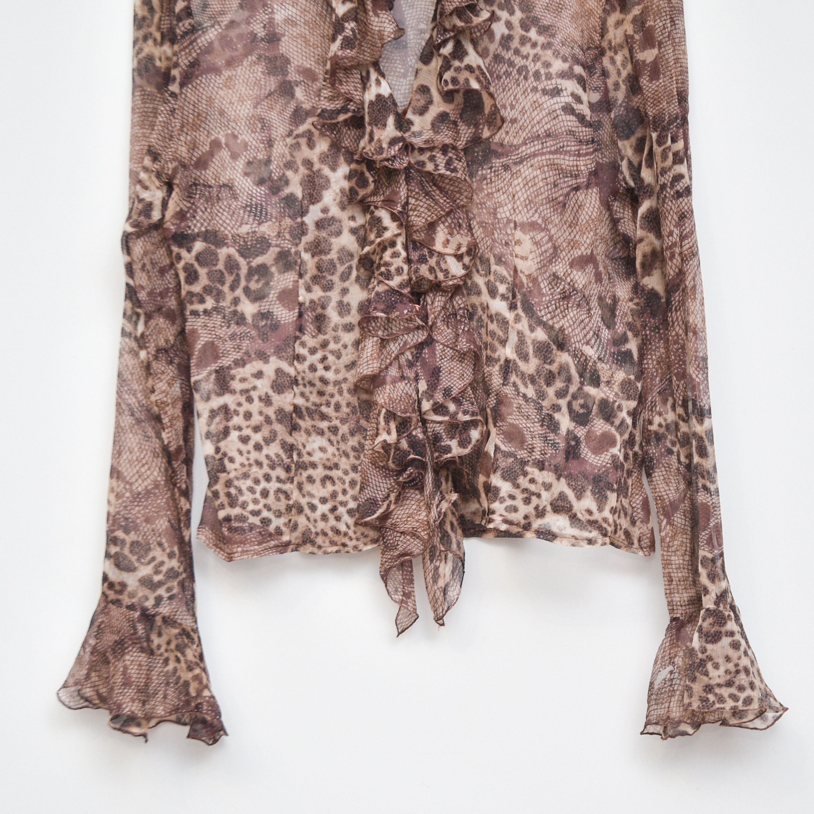 ANNE FONTAINE ANNE FONTAINE Leopard Print Chiffon Blouse Shirt Ruffle Y2k Size M / US 6-8 / IT 42-44 - 2 Thumbnail