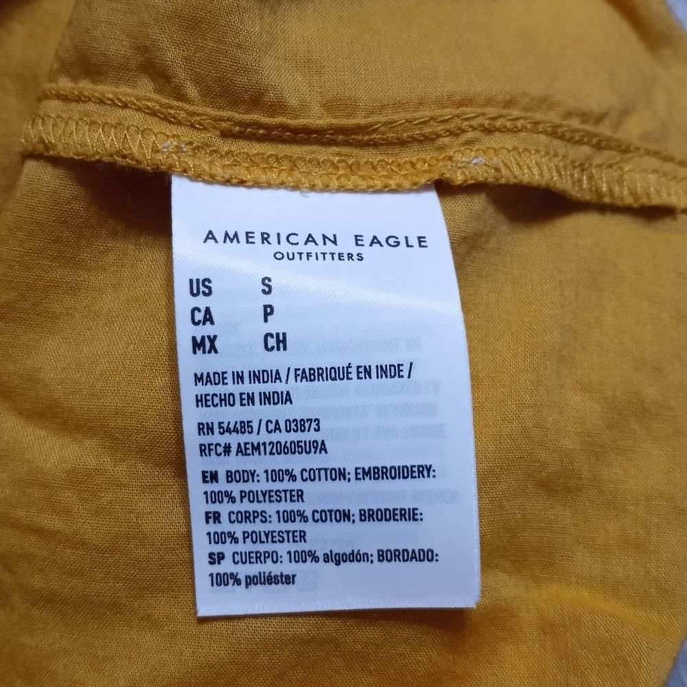 American Eagle Outfitters American Eagle Puff Sleeve Babydoll Mini Dress Small Mustard Size S / US 4 / IT 40 - 6 Thumbnail