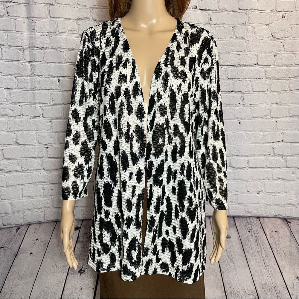 Chicos Chico's Animal Martisha Jacket Cardigan Size 2 US L Size L / US 10 / IT 46 - 3 Thumbnail