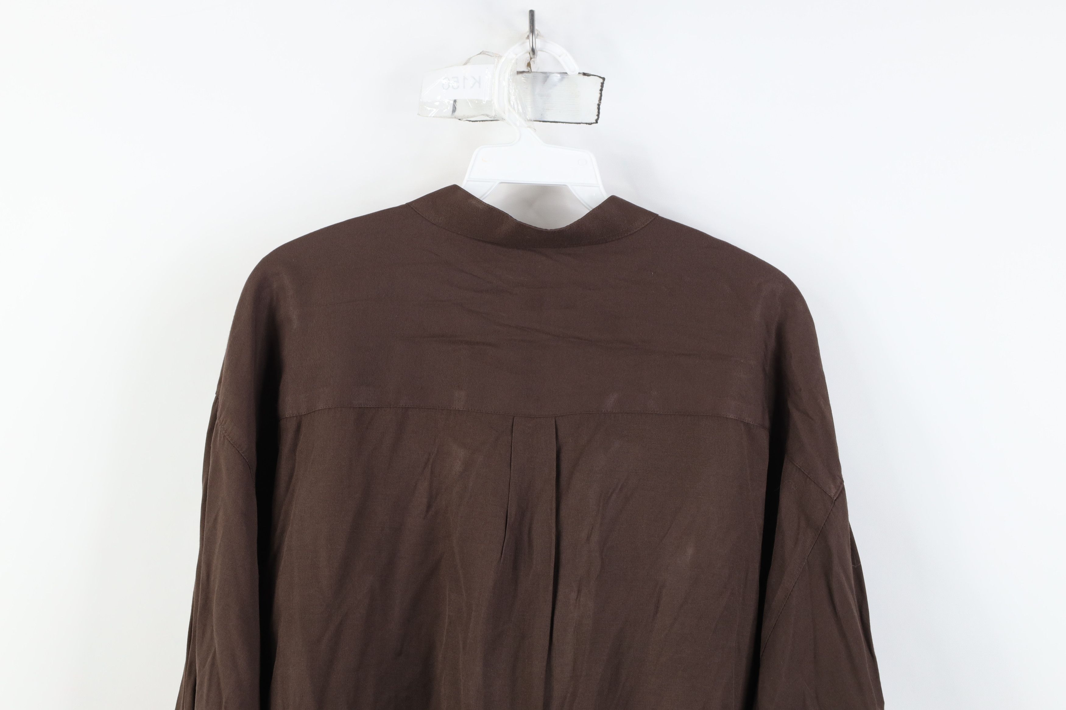 Vintage Vintage 90s Streetwear Gabardine Band Collar Button Shirt Size US XL / EU 56 / 4 - 12 Thumbnail