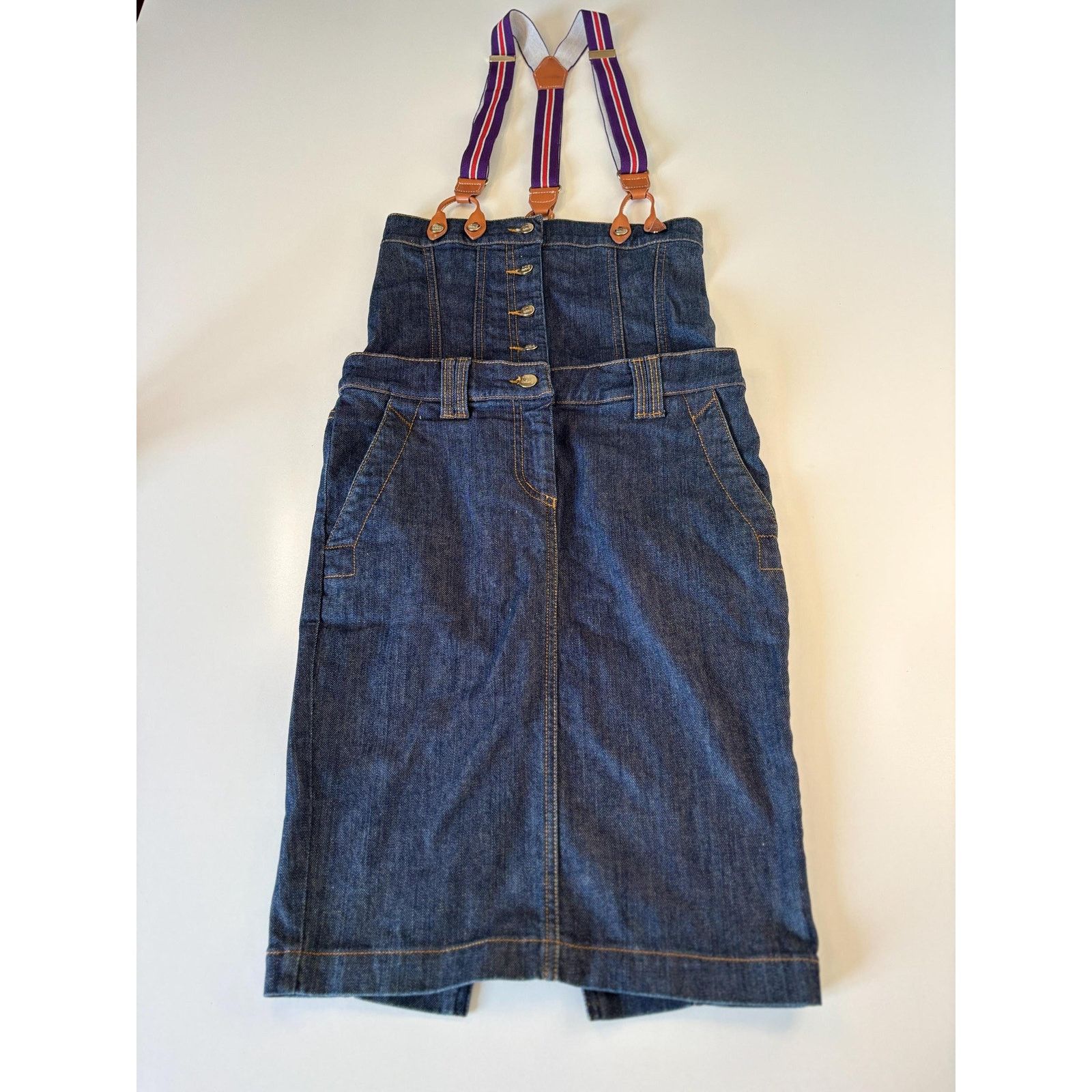 Iceberg Vintage Iceberg Denim Suspender Skirt Dress 90s Overall Size S / US 4 / IT 40 - 4 Thumbnail