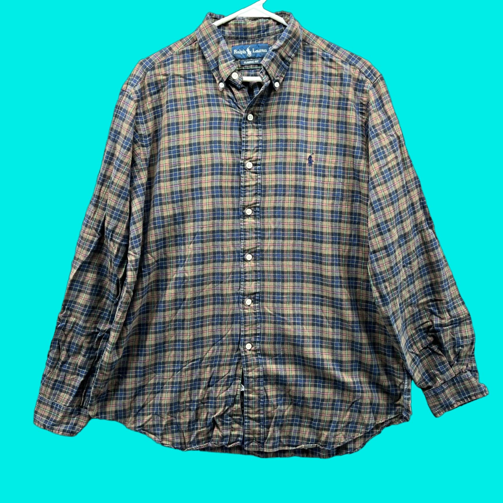 Ralph Lauren VINTAGE Ralph Lauren Shirt Mens L Brown Plaid Button-Down Classic Preppy Size US L / EU 52-54 / 3 - 1 Thumbnail