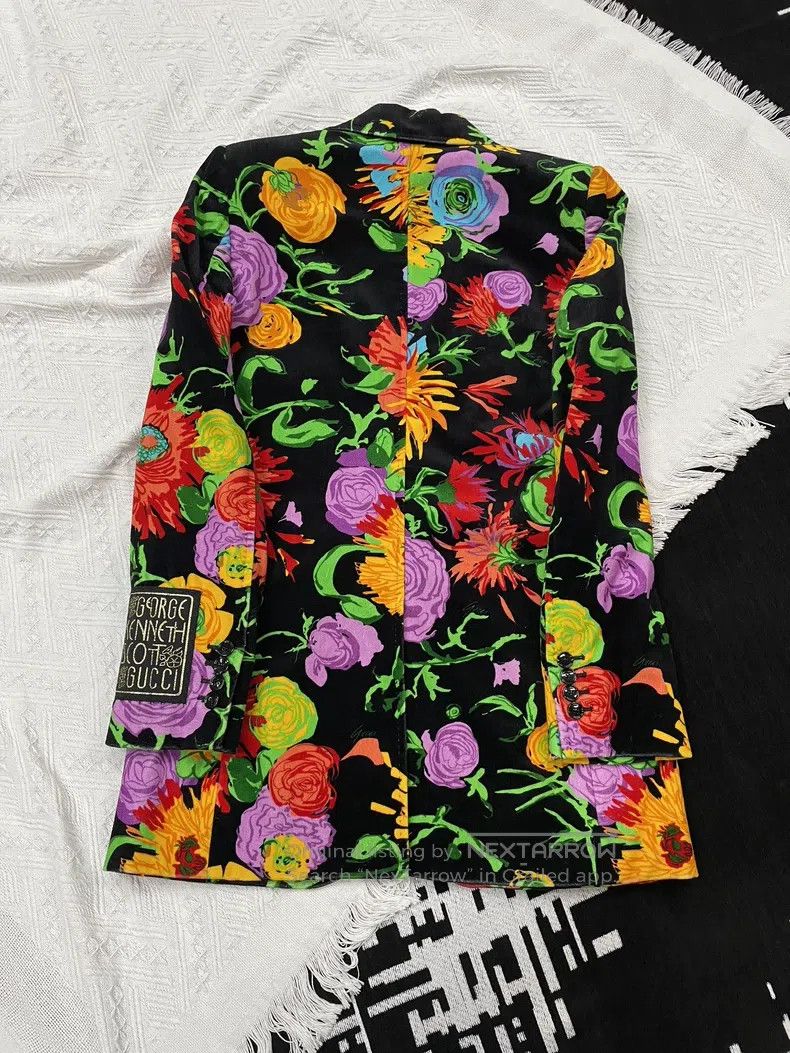Gucci Gucci Colourful printed black velvet fabric suit jacket Size XS / US 0-2 / IT 36-38 - 3 Thumbnail