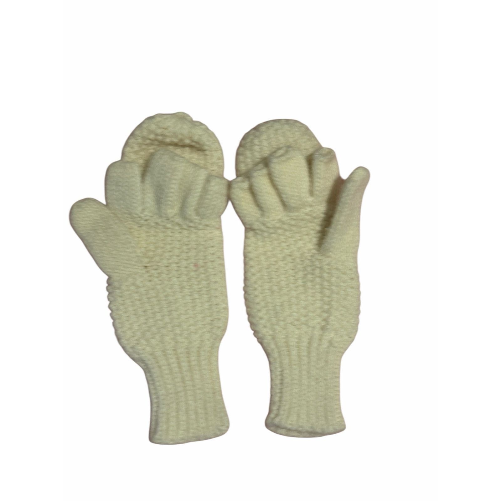 Other Women's White Solid Fuzzy Hand Knit Bird Mitten Gloves Size ONE SIZE - 6 Thumbnail