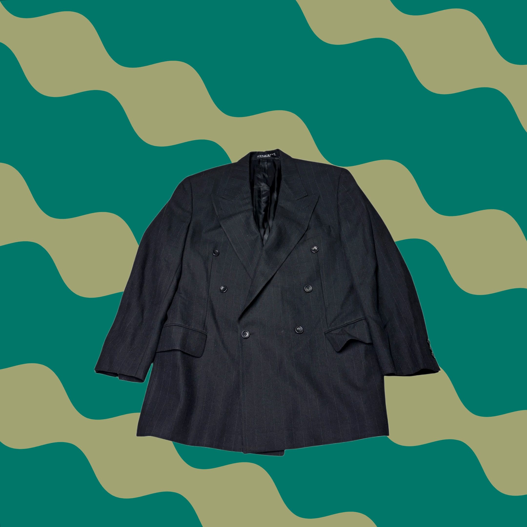 Hugo Boss VINTAGE Hugo Boss Blazer Jacket Mens Pinstripe Double-Breasted Grey USA Made Size 52R Size 52R - 1 Thumbnail