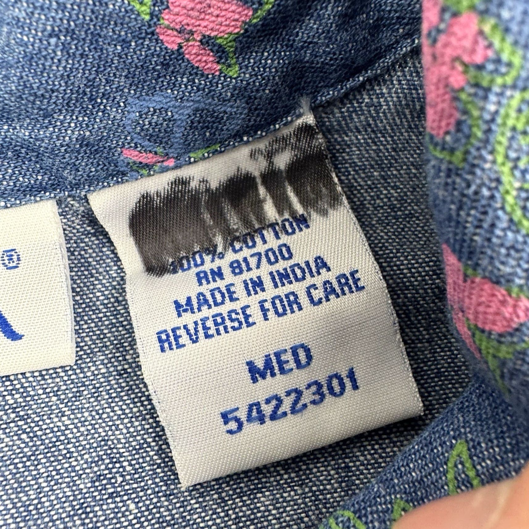 Blair VINTAGE Blair Floral Denim Button-Up Shirt Womens M Blue Cotton 90s Y2K Nature Flower Shirt Womens Medium Size M / US 6-8 / IT 42-44 - 3 Thumbnail