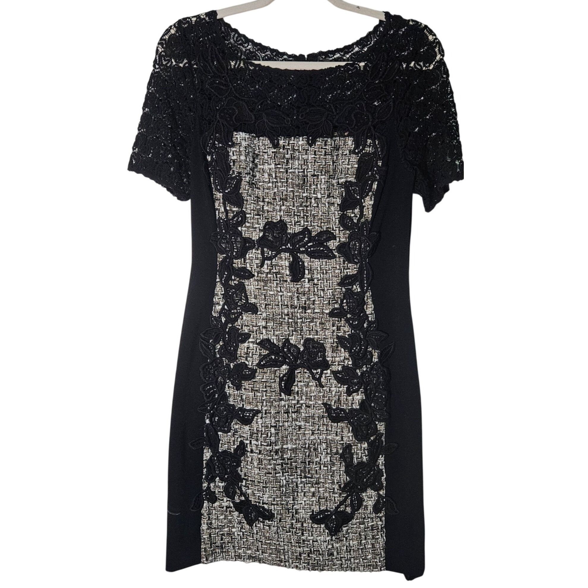 Other Moulinette Soeurs Women Sheath Dress Blk Tweed Lace 6 Quiet Size M / US 6-8 / IT 42-44 - 2 Thumbnail