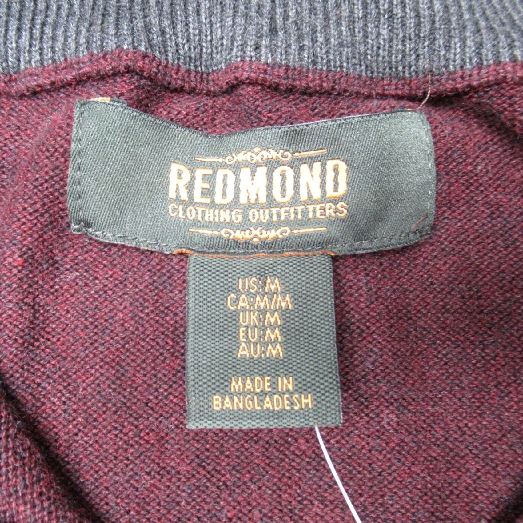Vintage Redmond Sweater Men Medium Burgundy Collared Mock 1/4Zip Knit Soft Midweight NEW Size US M / EU 48-50 / 2 - 4 Thumbnail