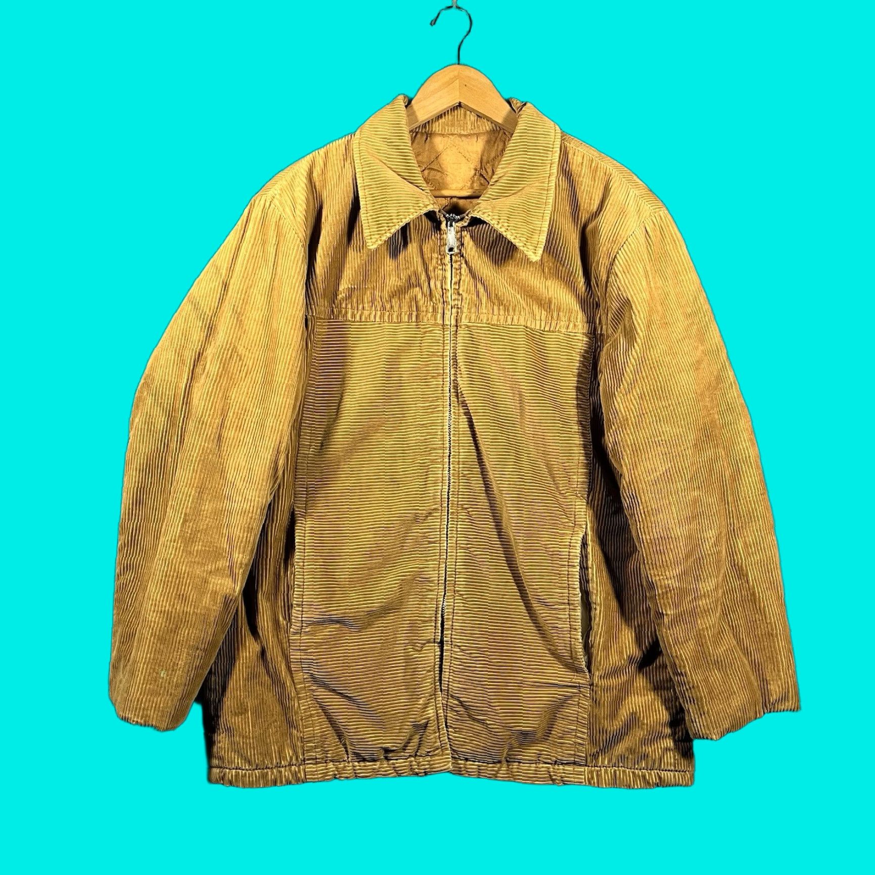 Vintage True Vintage Corduroy Jacket Bomber Zip Zipper Mens Large 60s 70s Ricky Eisenhower Serval Yellow U.S.A. United States Vintage Yes Size US L / EU 52-54 / 3 - 1 Thumbnail