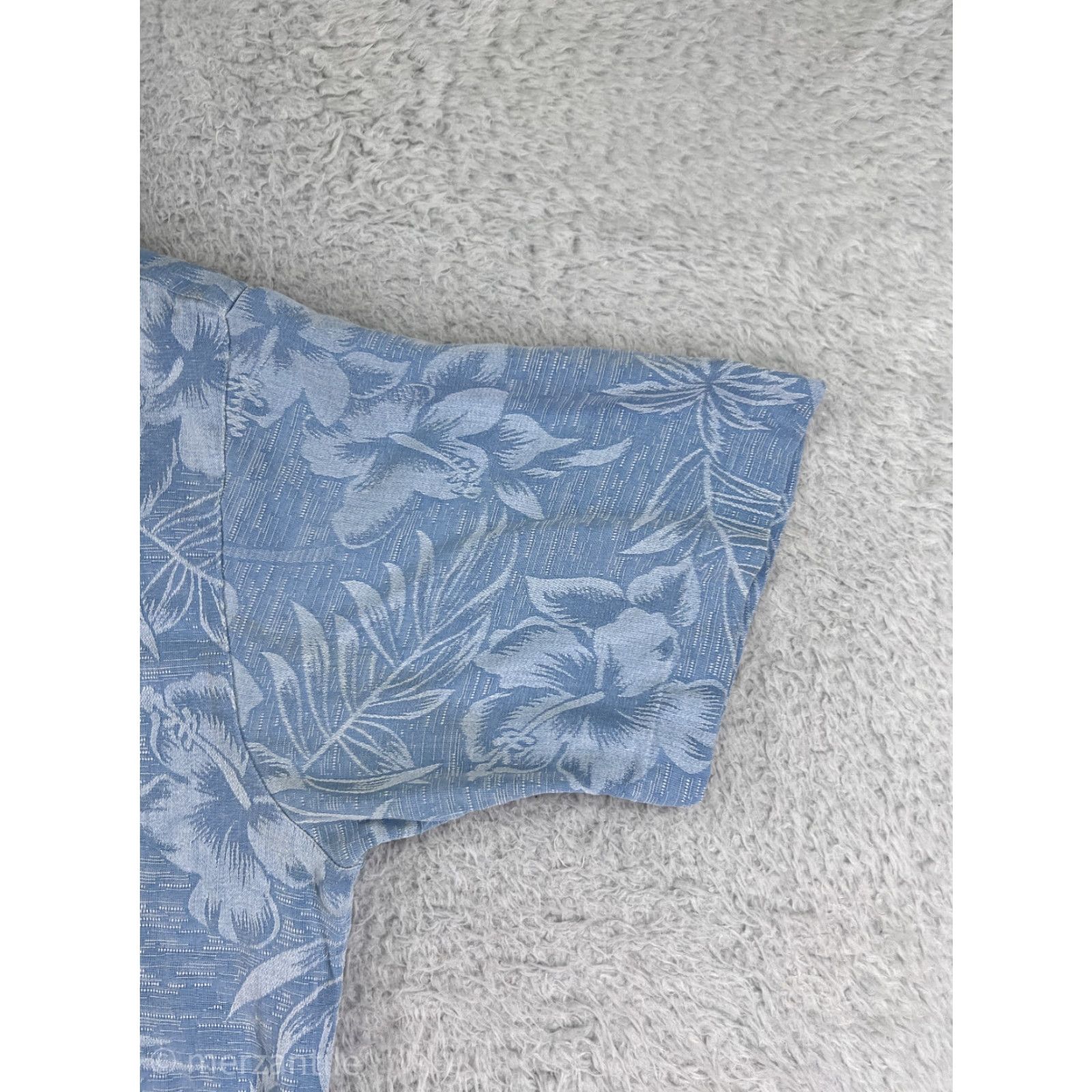 Vintage Cooke Street Island Shares Shirt Mens Large Blue Floral Hawaiian Palm Button-Up Silk Cotton 100% Silk Size US L / EU 52-54 / 3 - 6 Thumbnail