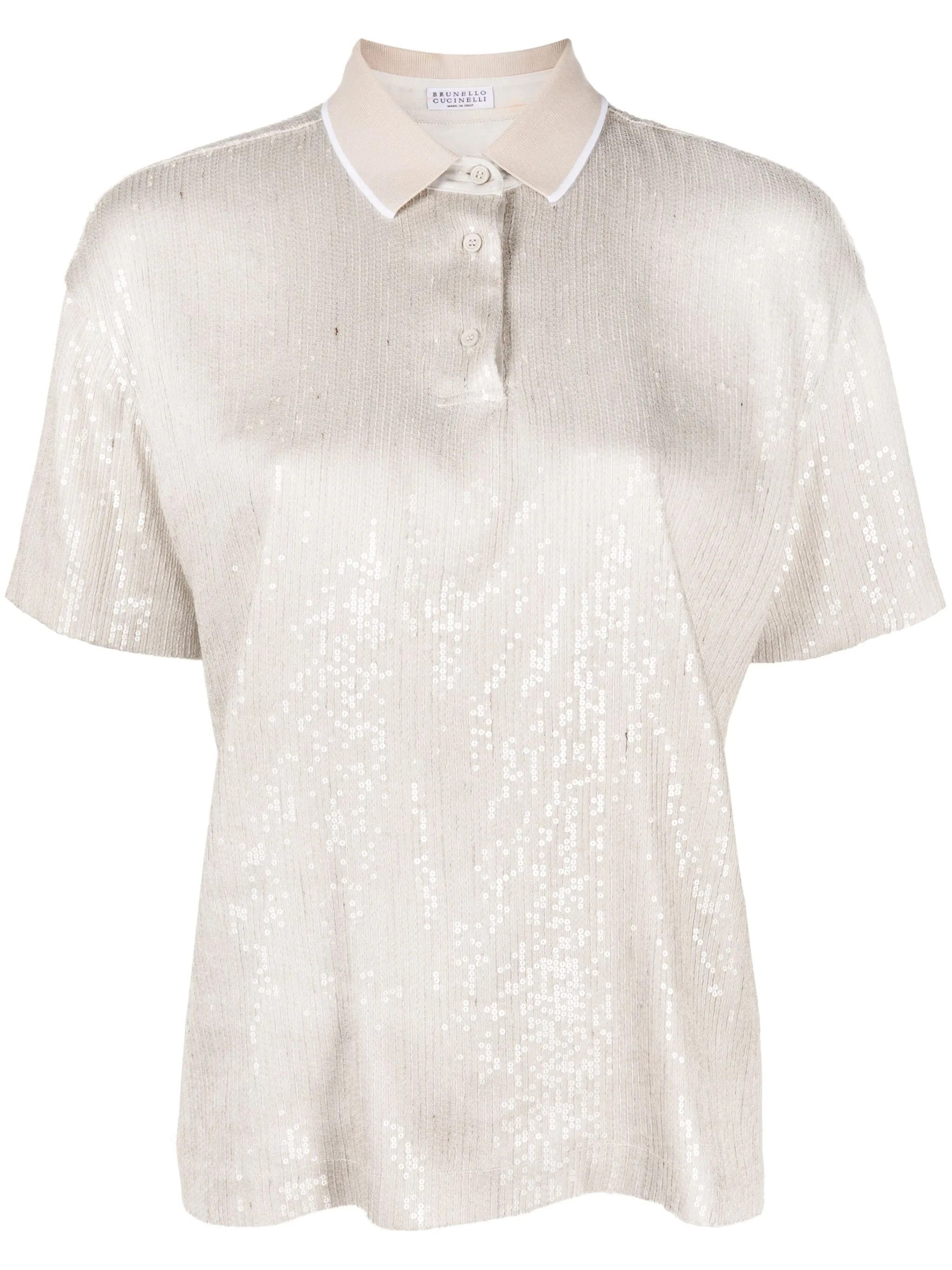 Brunello Cucinelli o1y0825 Polo Shirt in Beige Size L / US 10 / IT 46 - 1 Thumbnail