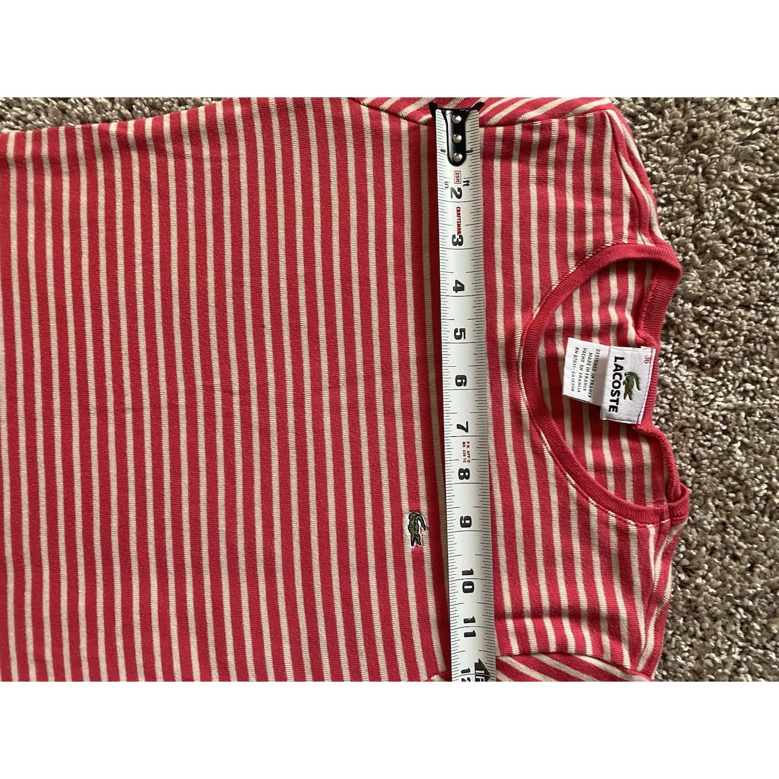 Lacoste Lacoste stripe knit crewneck wm shortsleeve top Size XS / US 0-2 / IT 36-38 - 8 Thumbnail