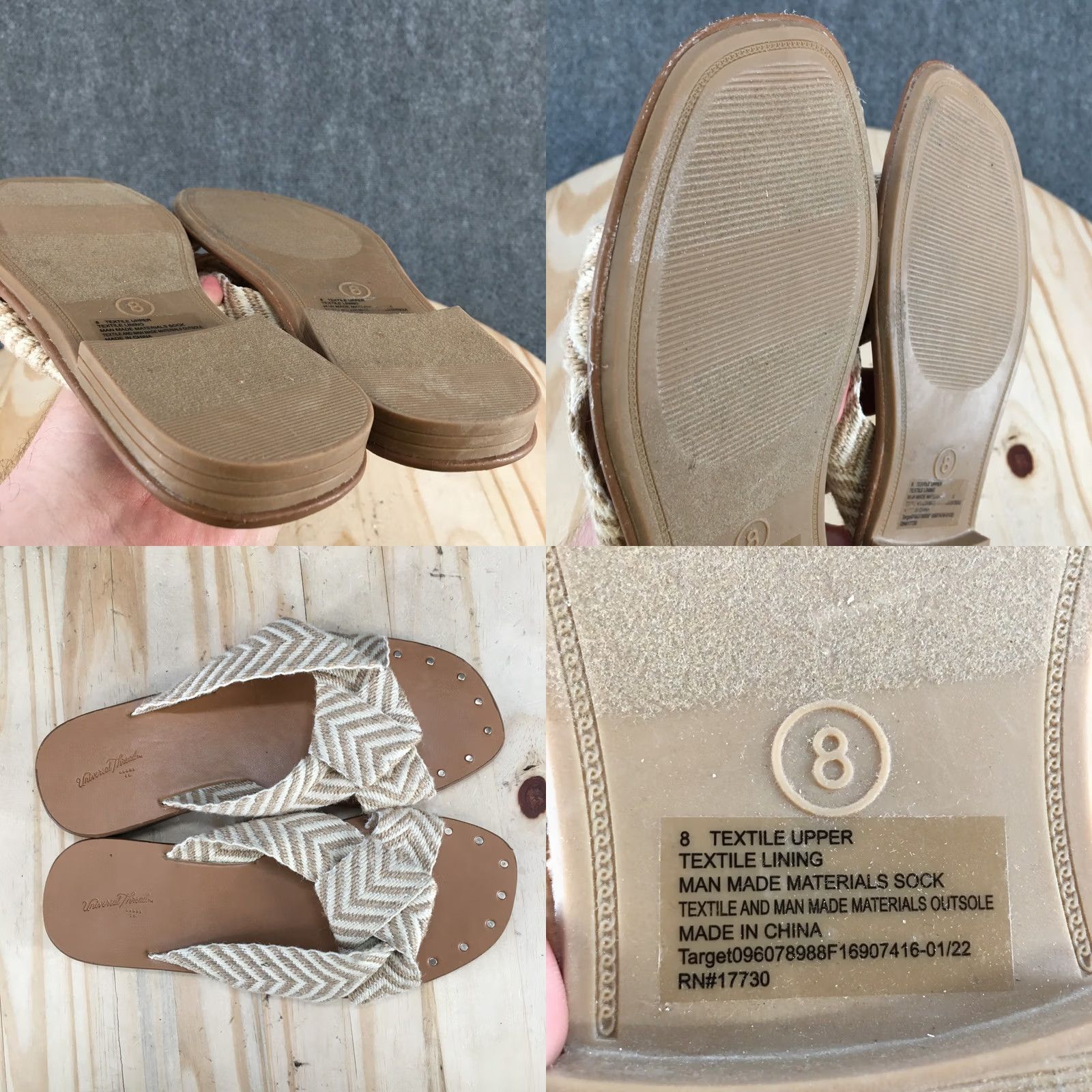 Vintage Universal Thread Sandals Womens 8 Louise Slide Tan Slip On Casual Open Toe Flats Size US 8 / IT 38 - 9 Thumbnail